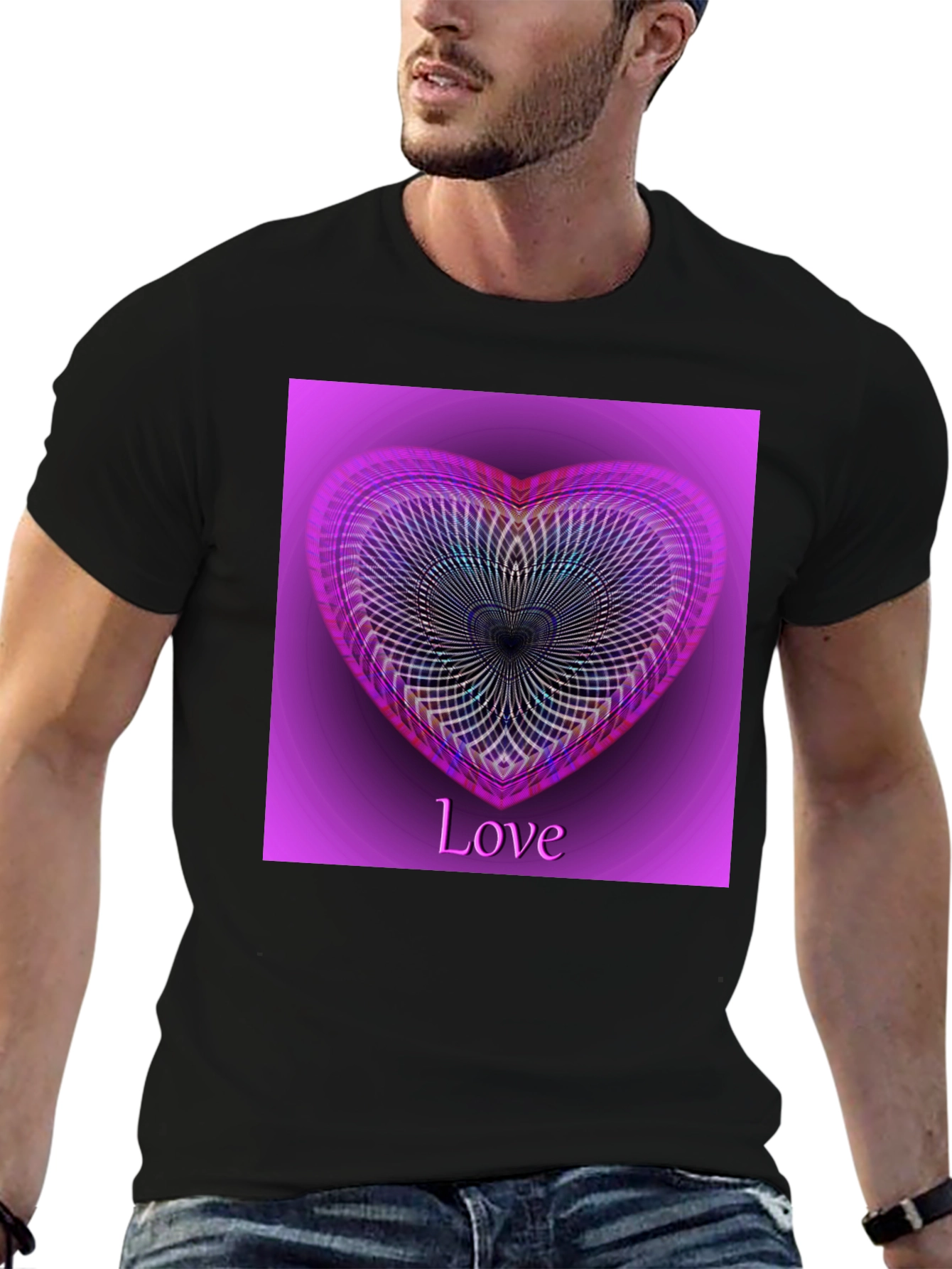 Love Heart Graphic Tee - Stylish Black T-Shirt