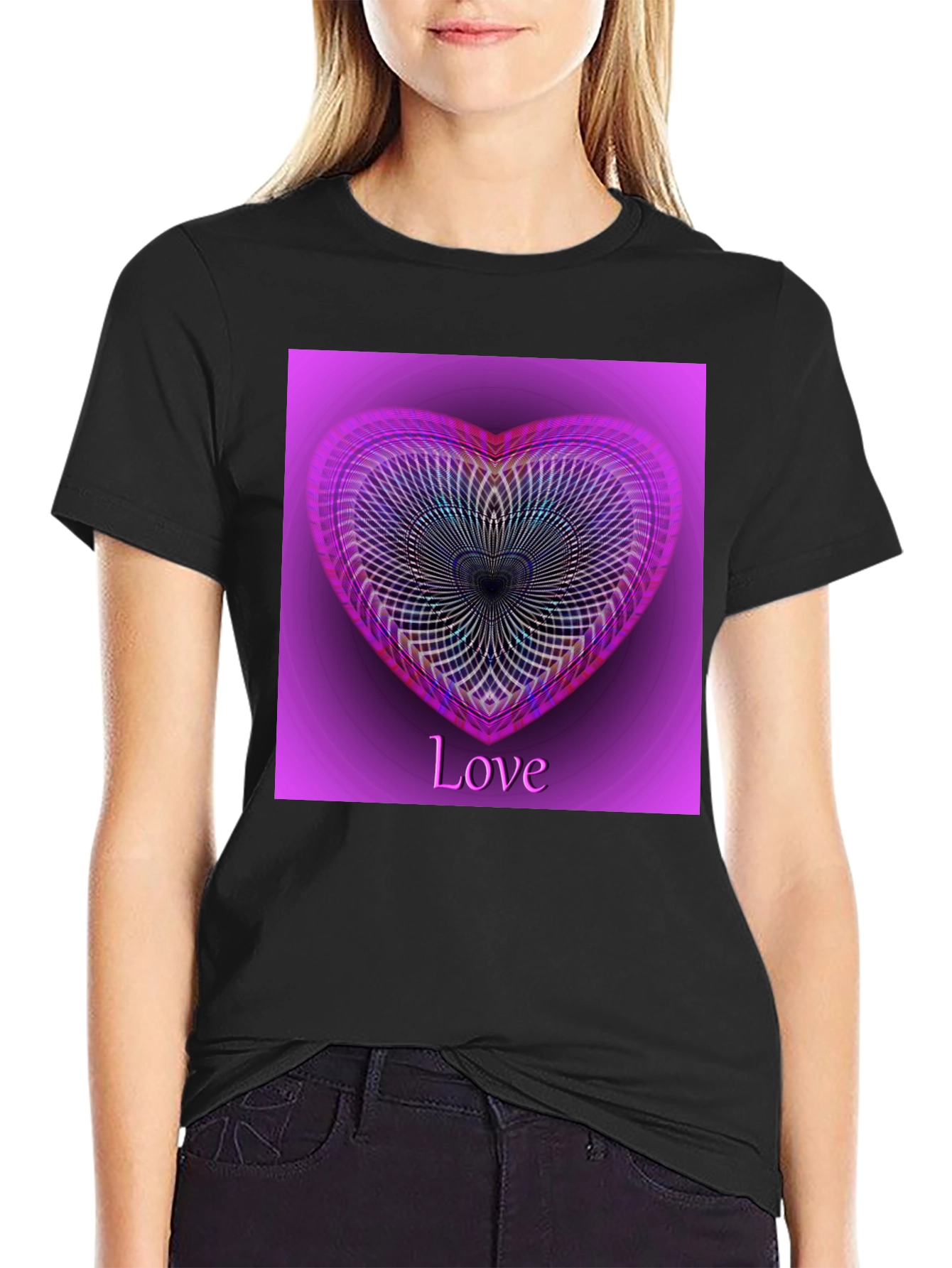 Love Heart Graphic Tee - Stylish Black T-Shirt
