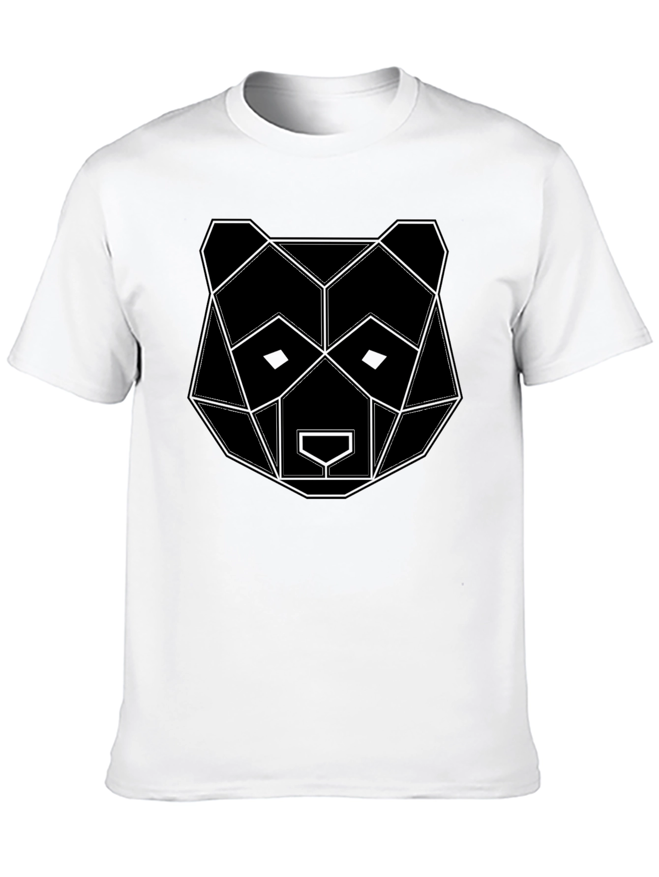 Geometric Bear Graphic Black T-Shirt