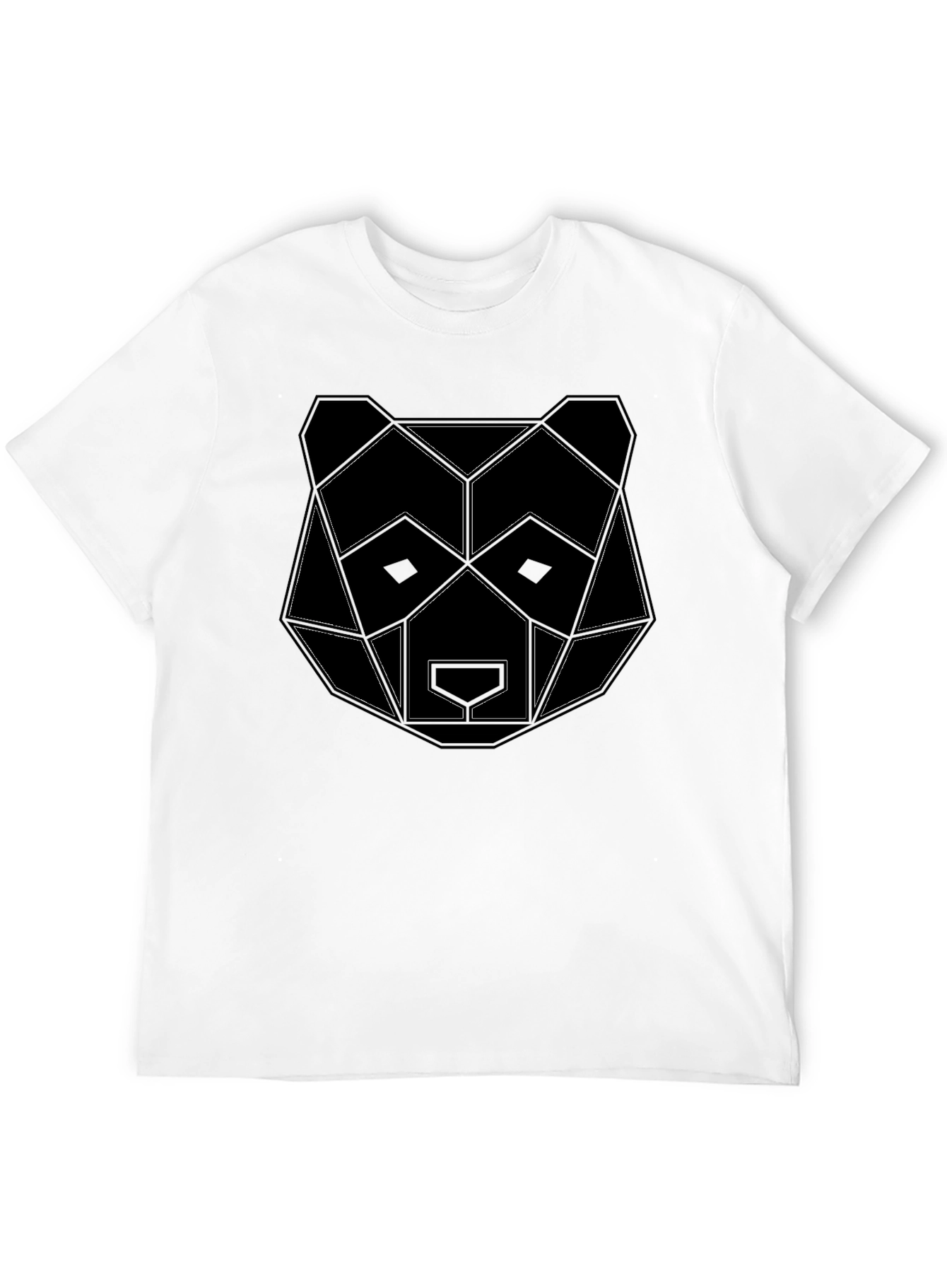Geometric Bear Graphic Black T-Shirt