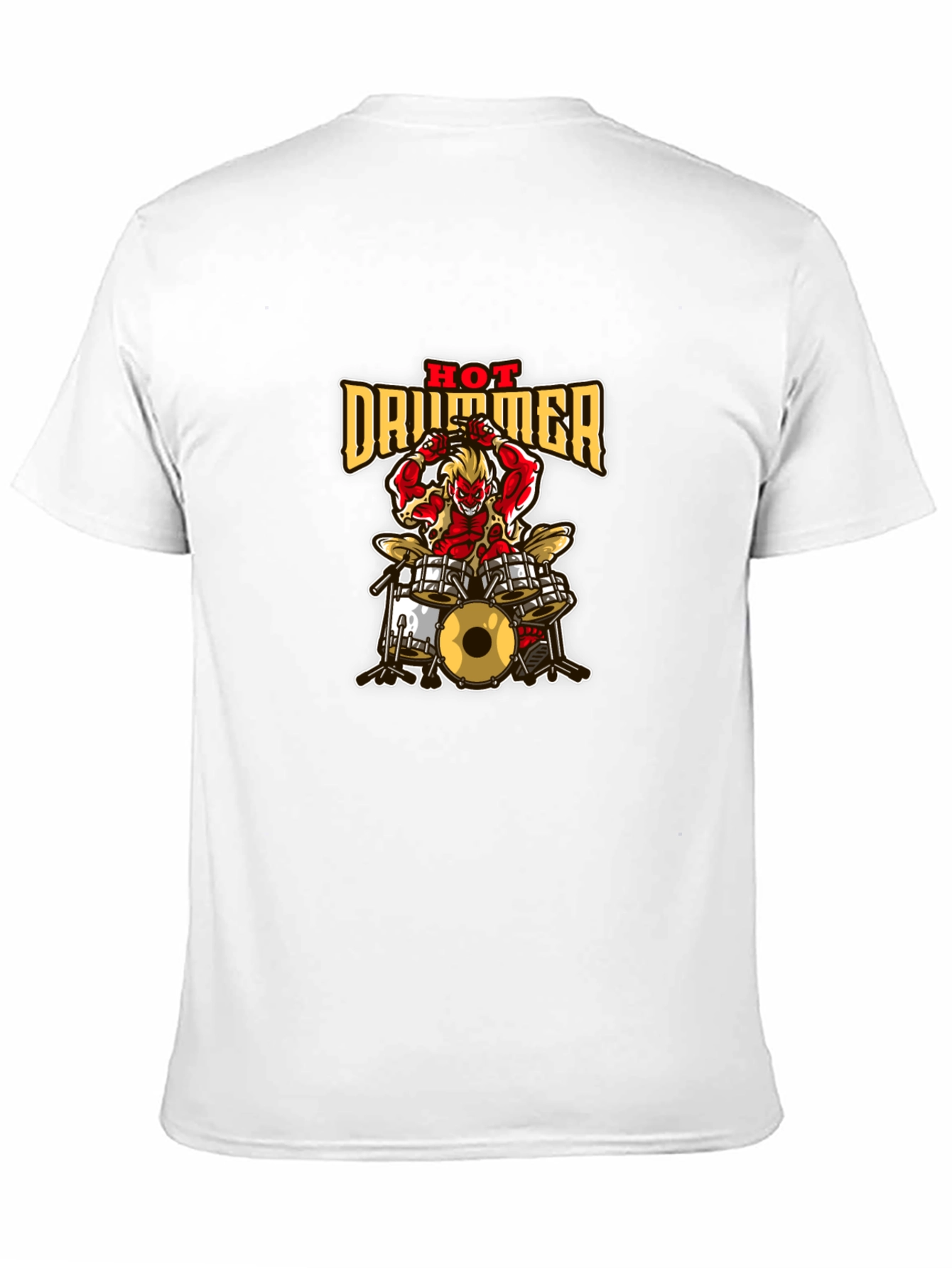 Hot Drummer Graphic Print Black T-Shirt