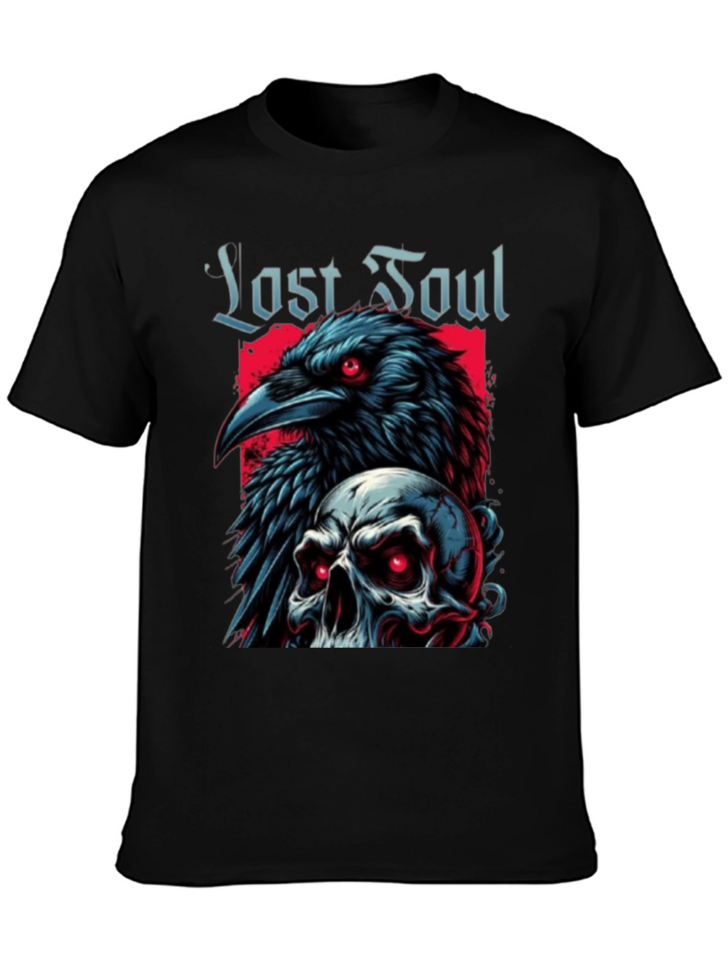 Lost Soul Raven Skull Graphic T-Shirt