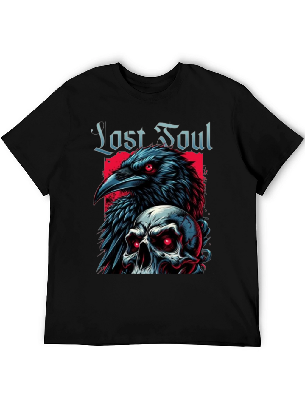 Lost Soul Raven Skull Graphic T-Shirt