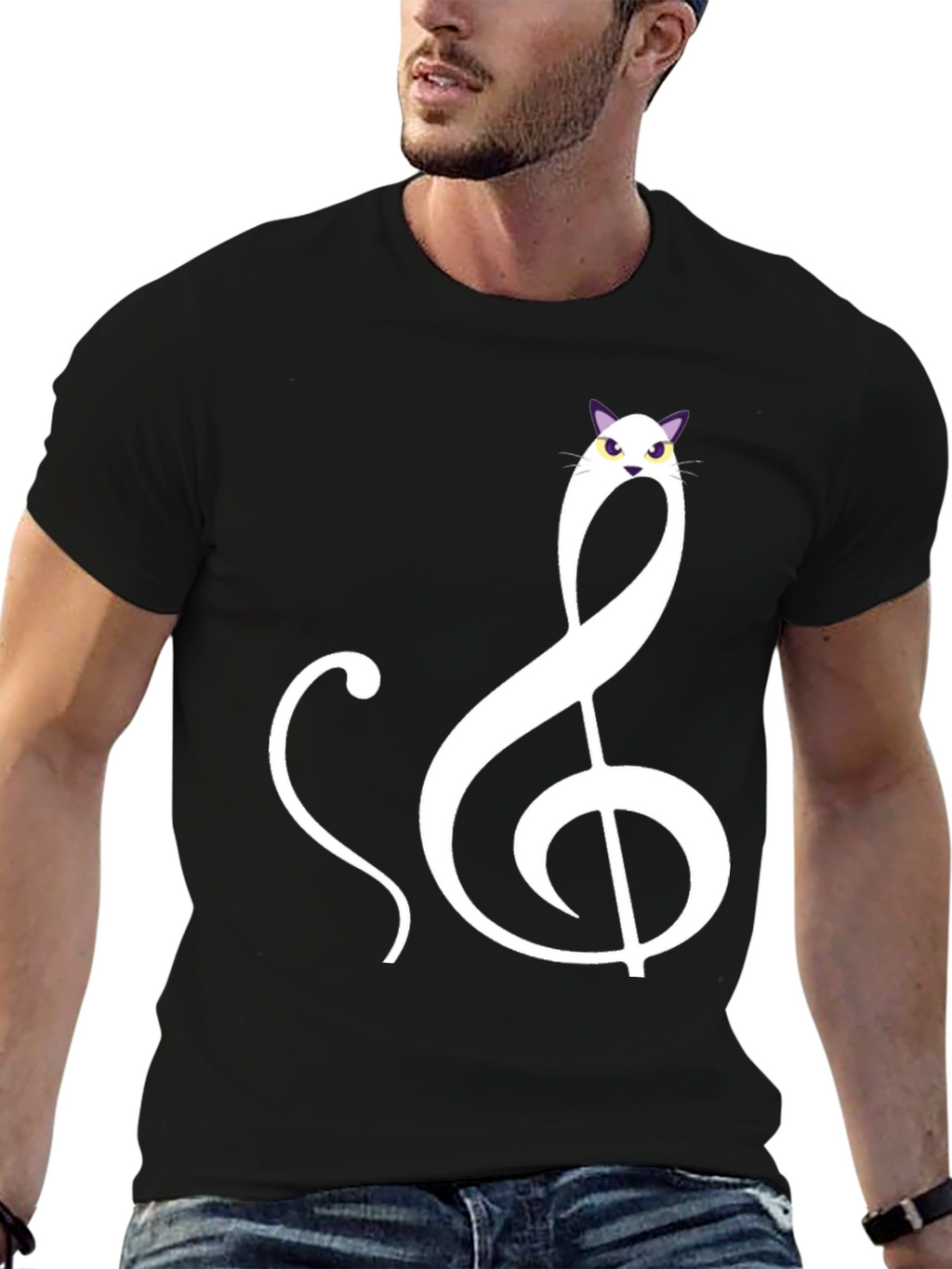 Musical Cat Treble Clef Graphic Tee