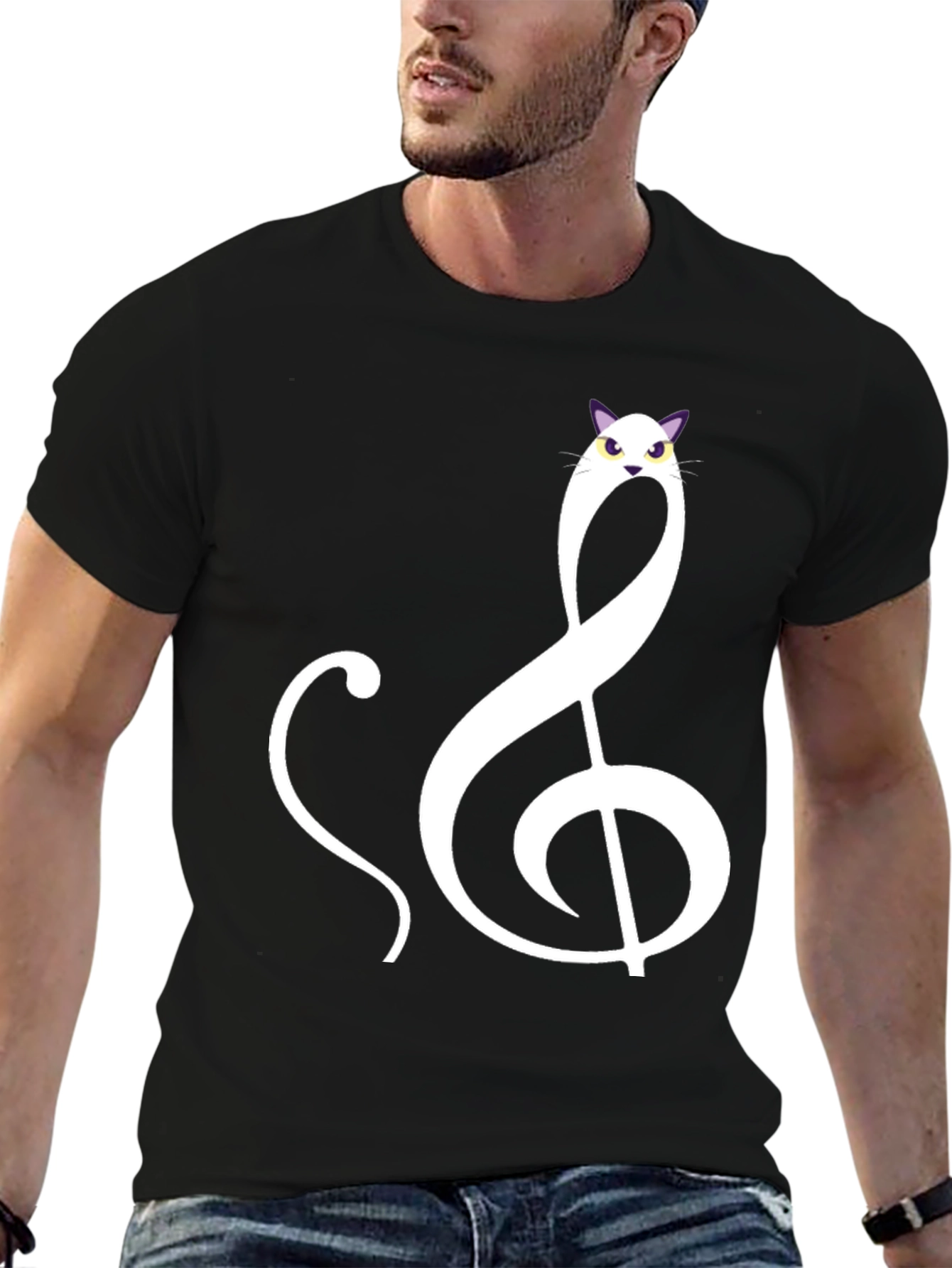 Musical Cat Treble Clef Graphic Tee
