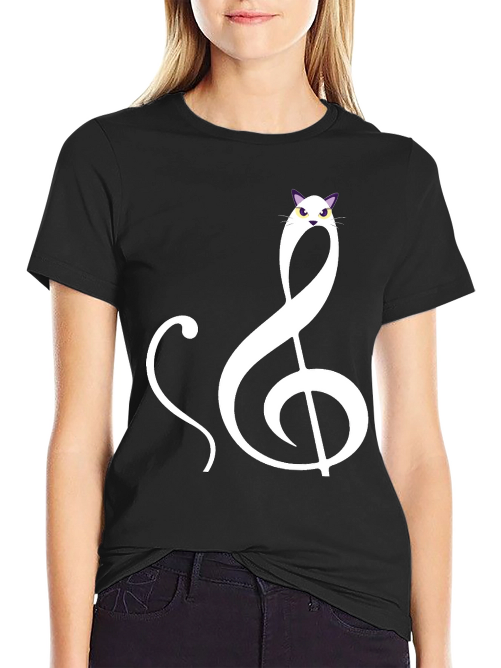 Musical Cat Treble Clef Graphic Tee