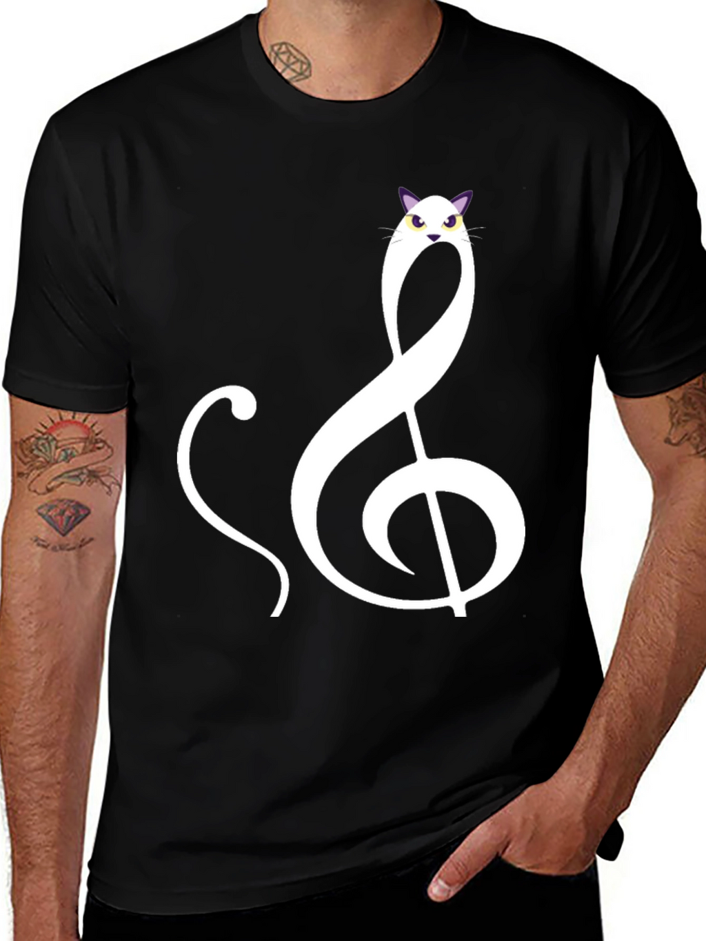 Musical Cat Treble Clef Graphic Tee