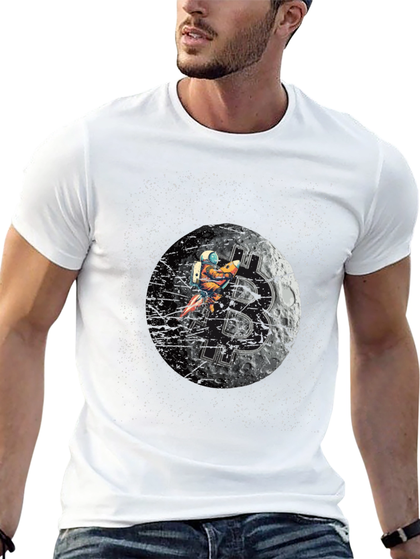 Bitcoin Moon Astronaut T-Shirt - Crypto Tee