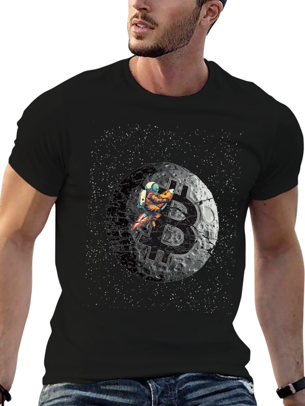 Bitcoin Moon Astronaut T-Shirt - Crypto Tee