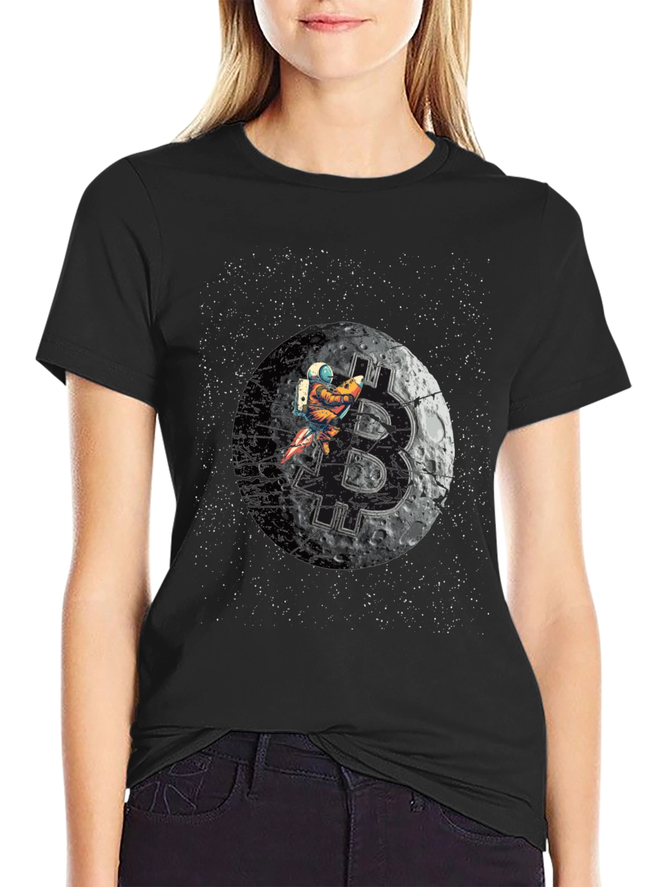 Bitcoin Moon Astronaut T-Shirt - Crypto Tee