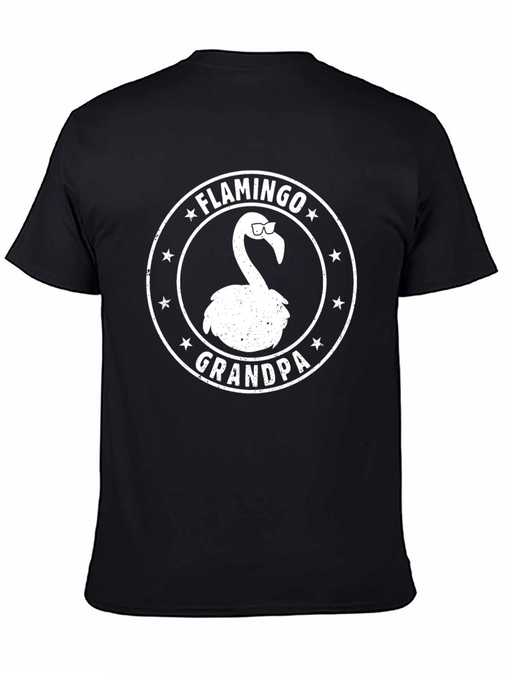 Flamingo Grandpa Graphic Tee - Black Cotton T-Shirt