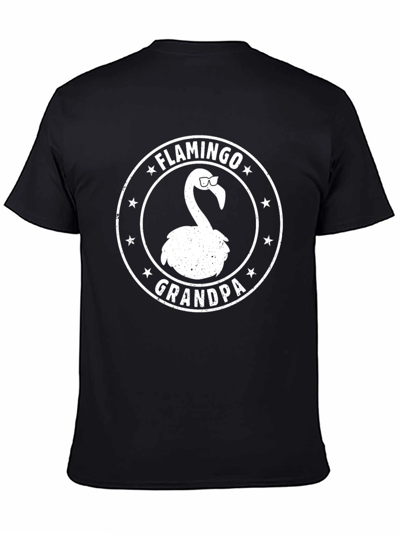 Flamingo Grandpa Graphic Tee - Black Cotton T-Shirt