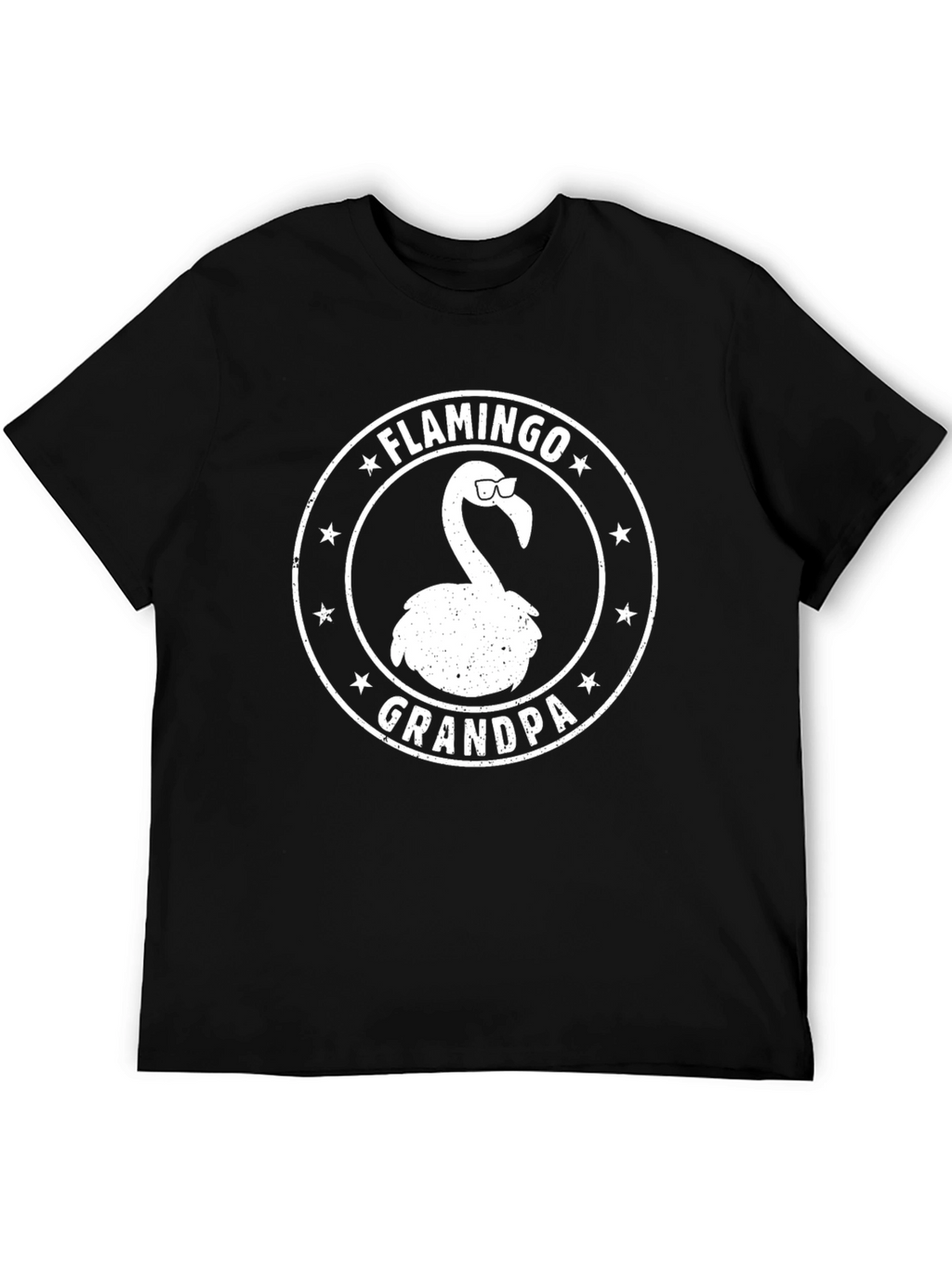 Flamingo Grandpa Graphic Tee - Black Cotton T-Shirt
