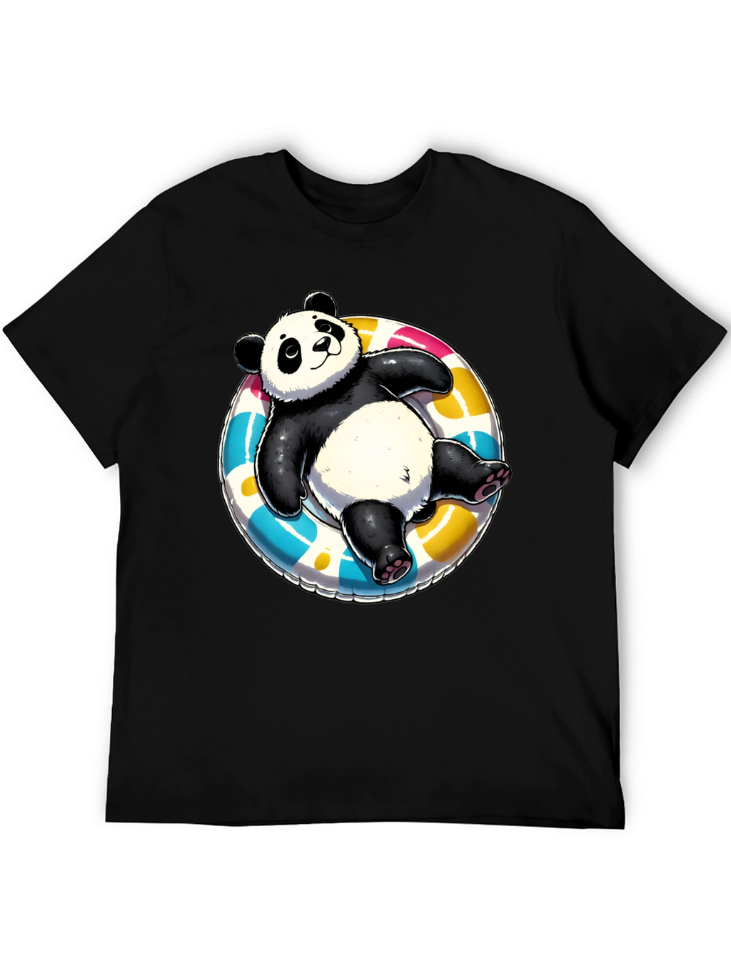 Panda on Float T-Shirt - Black Cotton Tee
