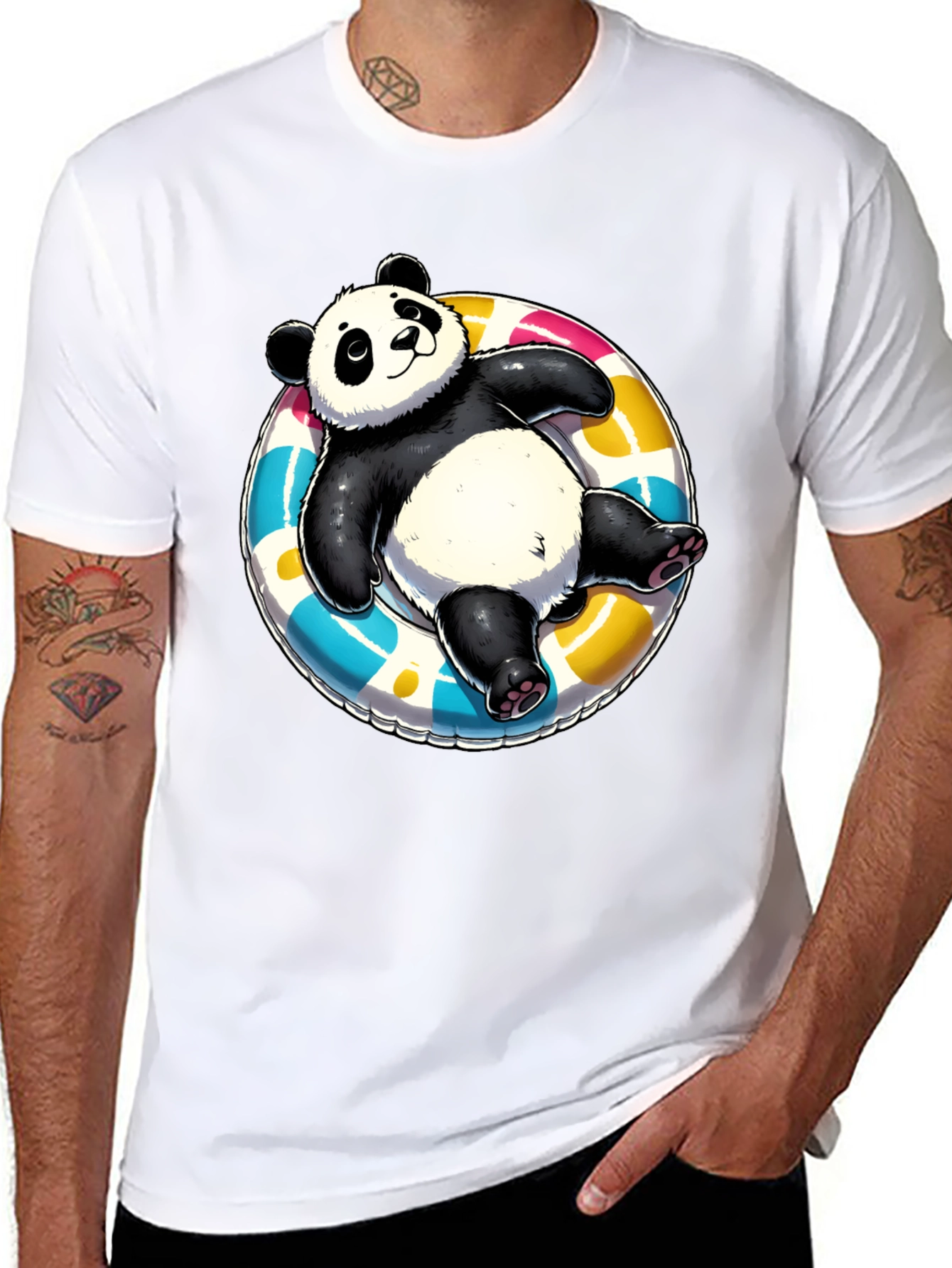 Panda on Float T-Shirt - Black Cotton Tee
