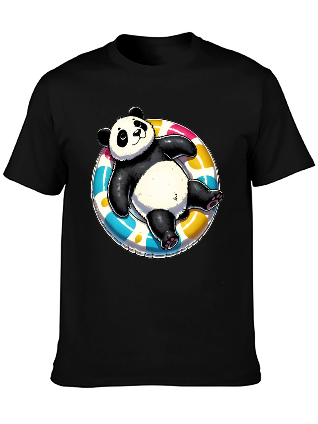 Panda on Float T-Shirt - Black Cotton Tee