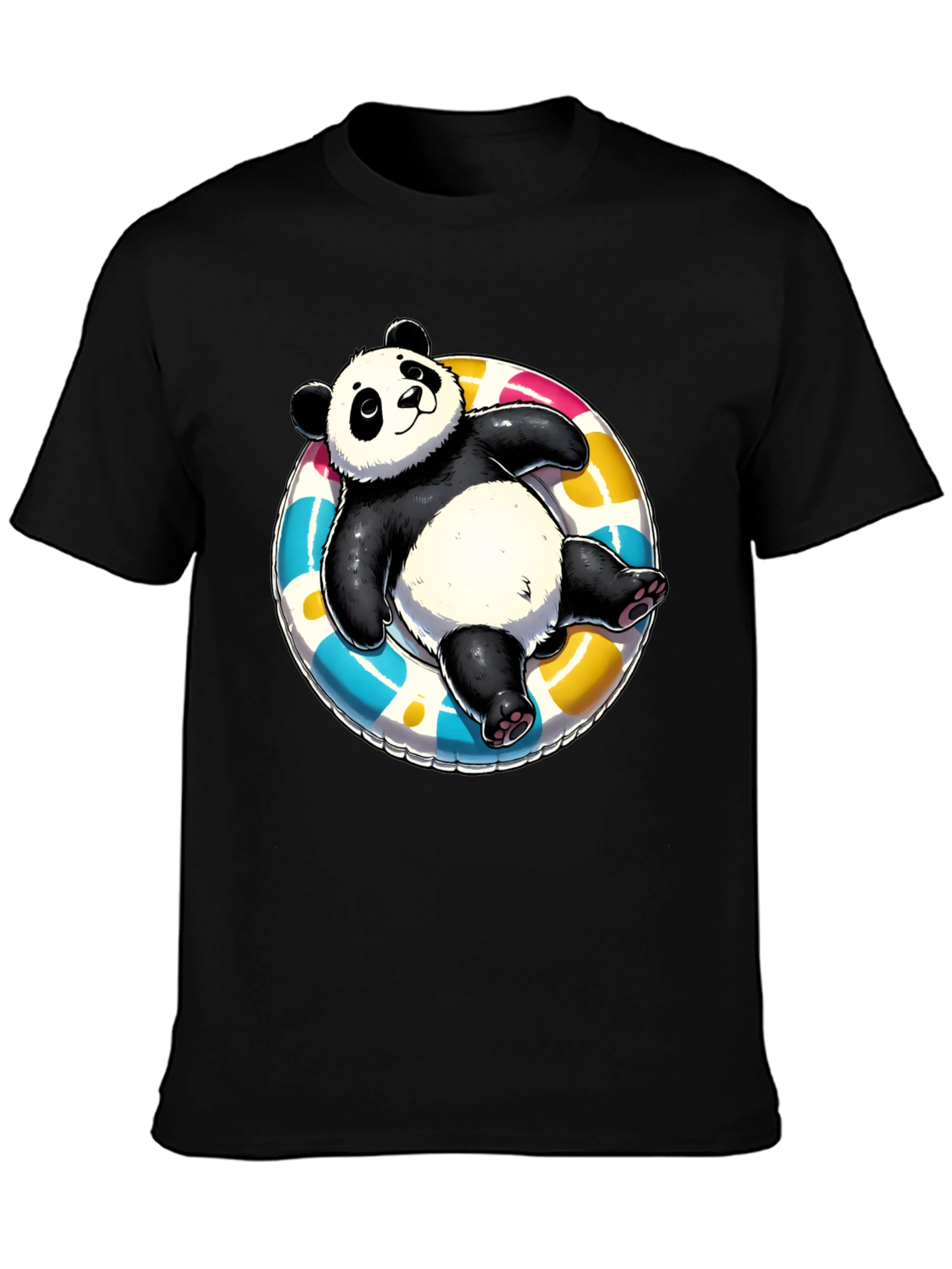 Panda on Float T-Shirt - Black Cotton Tee