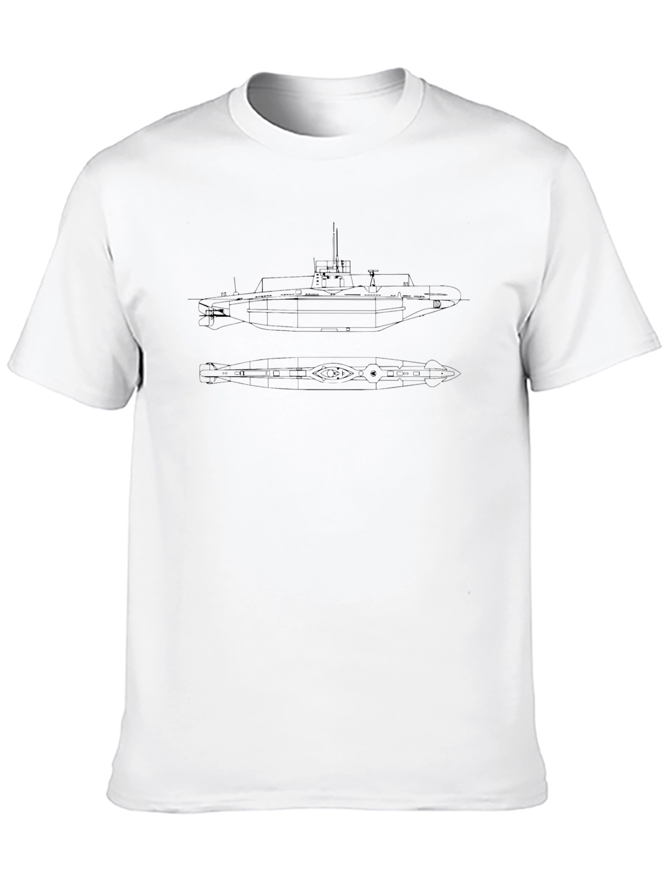 Submarine Blueprint Graphic Tee - Classic Style