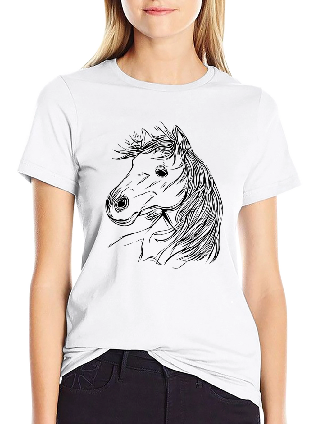 Horse Outline Graphic Print Tee