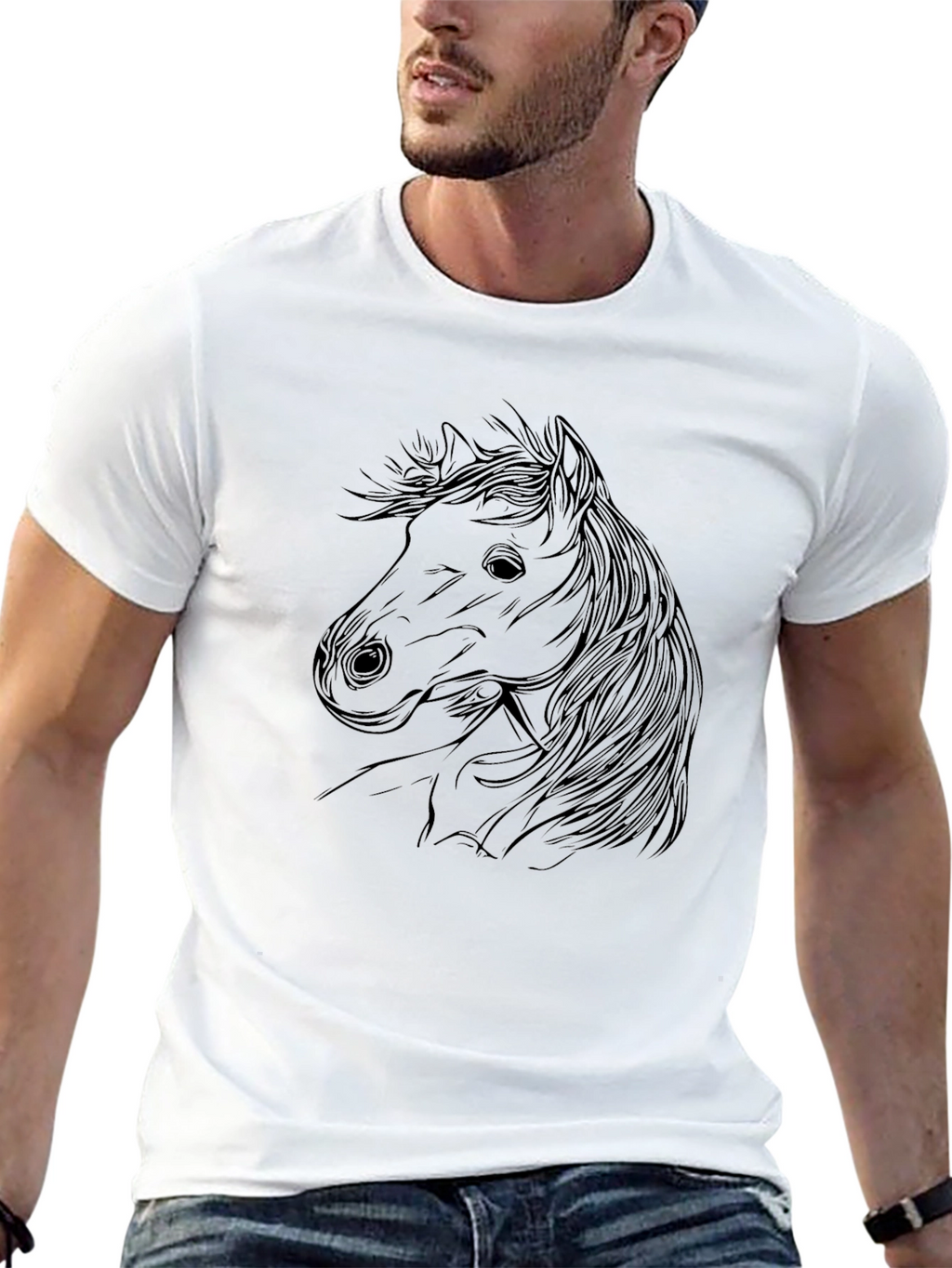 Horse Outline Graphic Print Tee