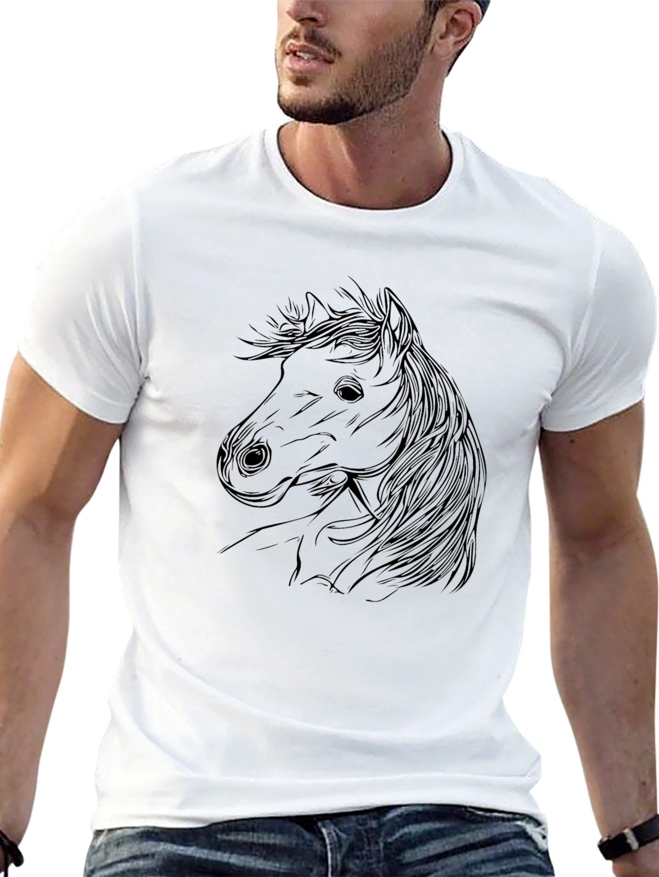 Horse Outline Graphic Print Tee