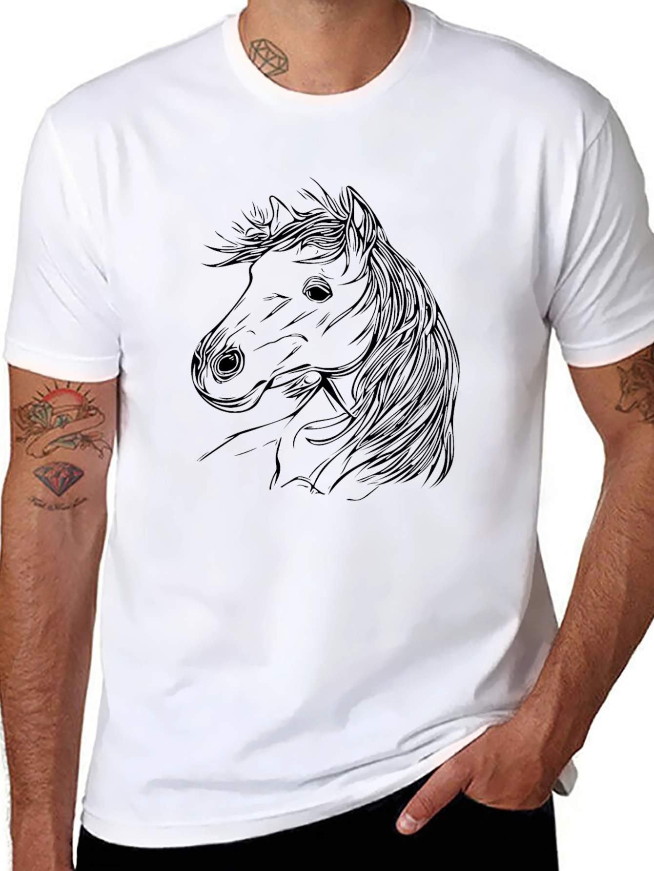 Horse Outline Graphic Print Tee
