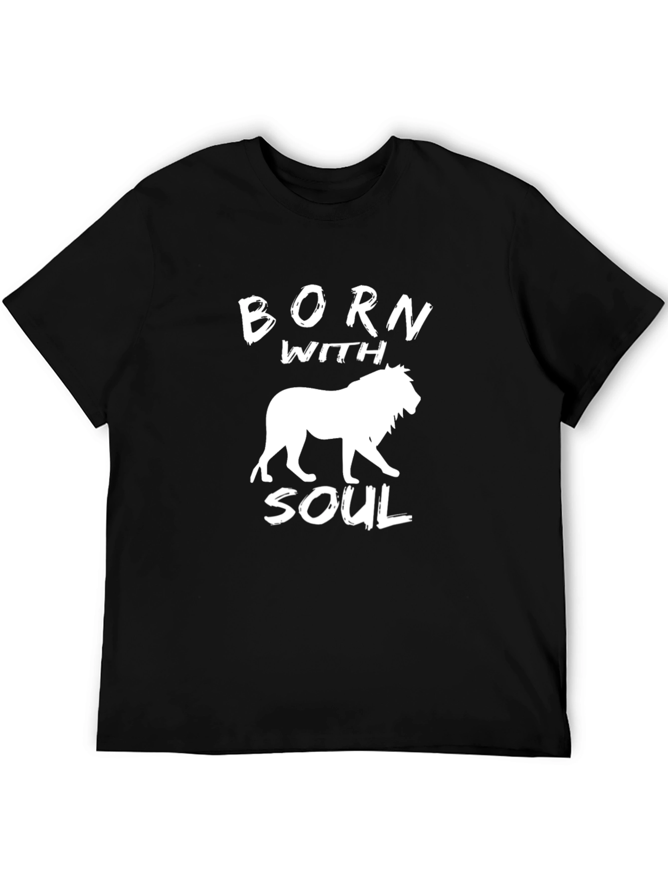 Born With Soul Lion Graphic Tee - Black