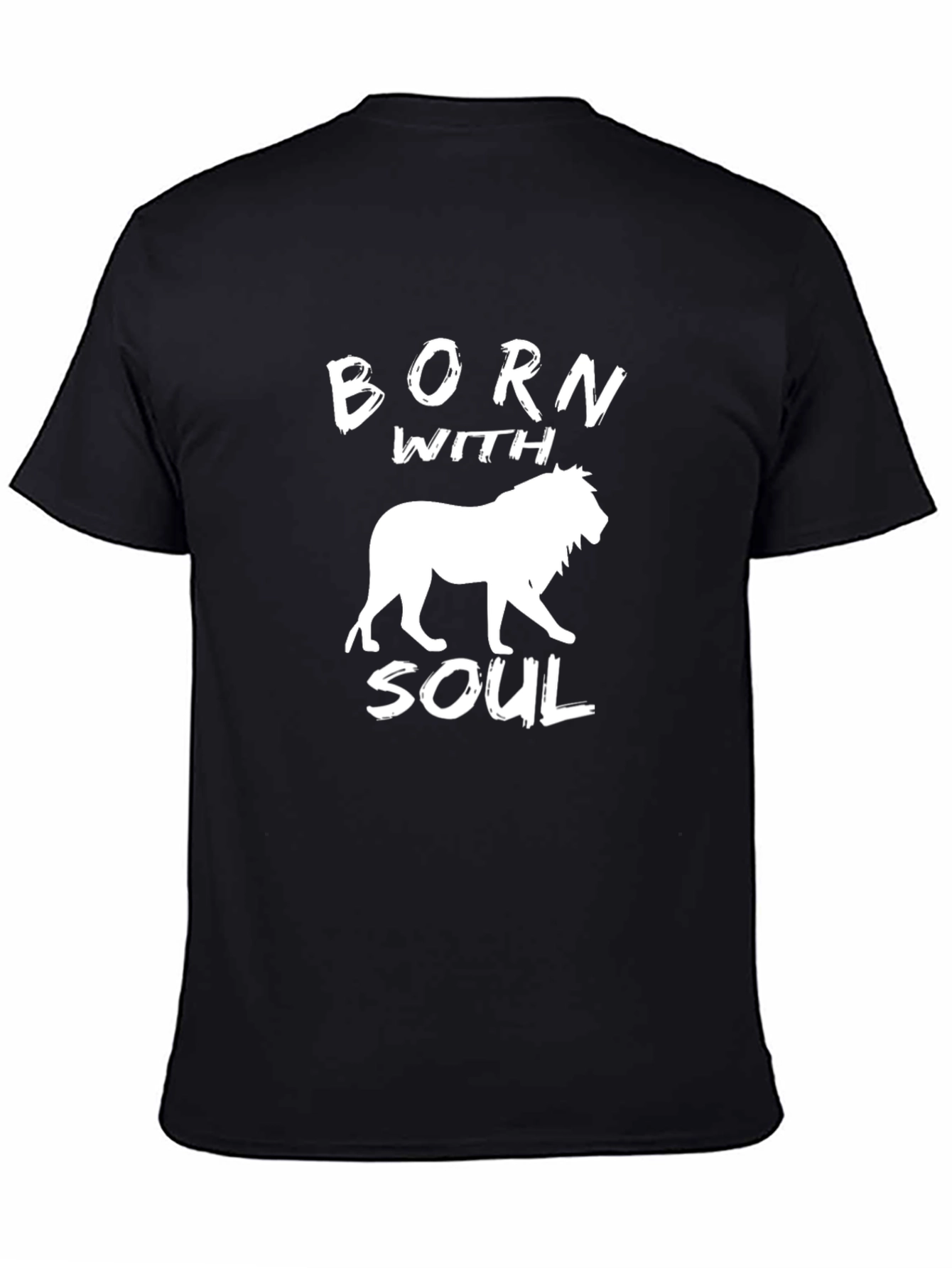 Born With Soul Lion Graphic Tee - Black