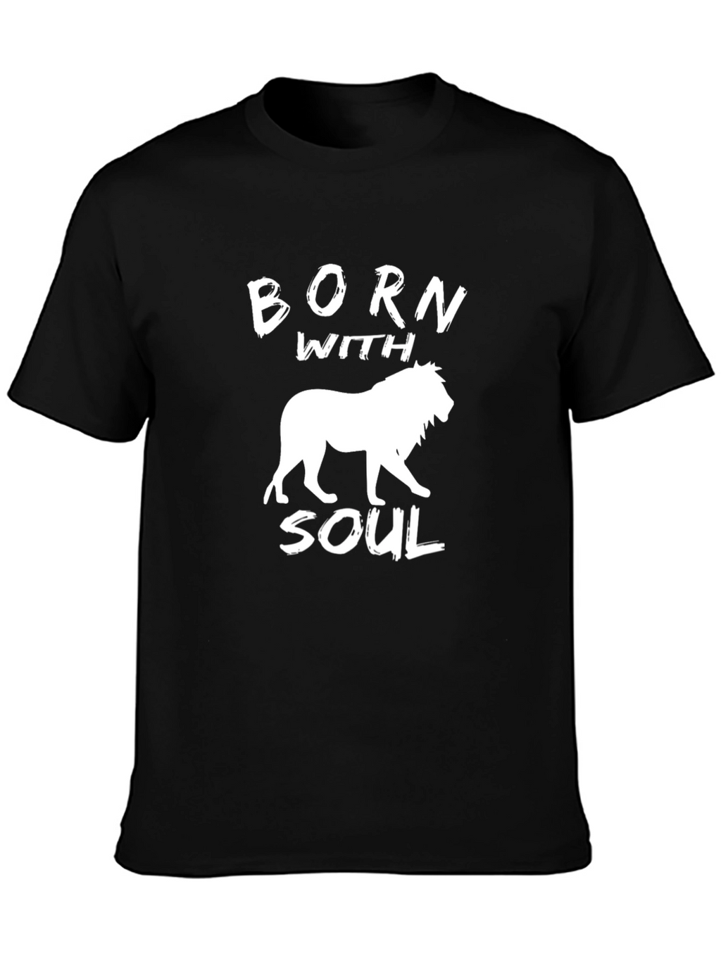 Born With Soul Lion Graphic Tee - Black