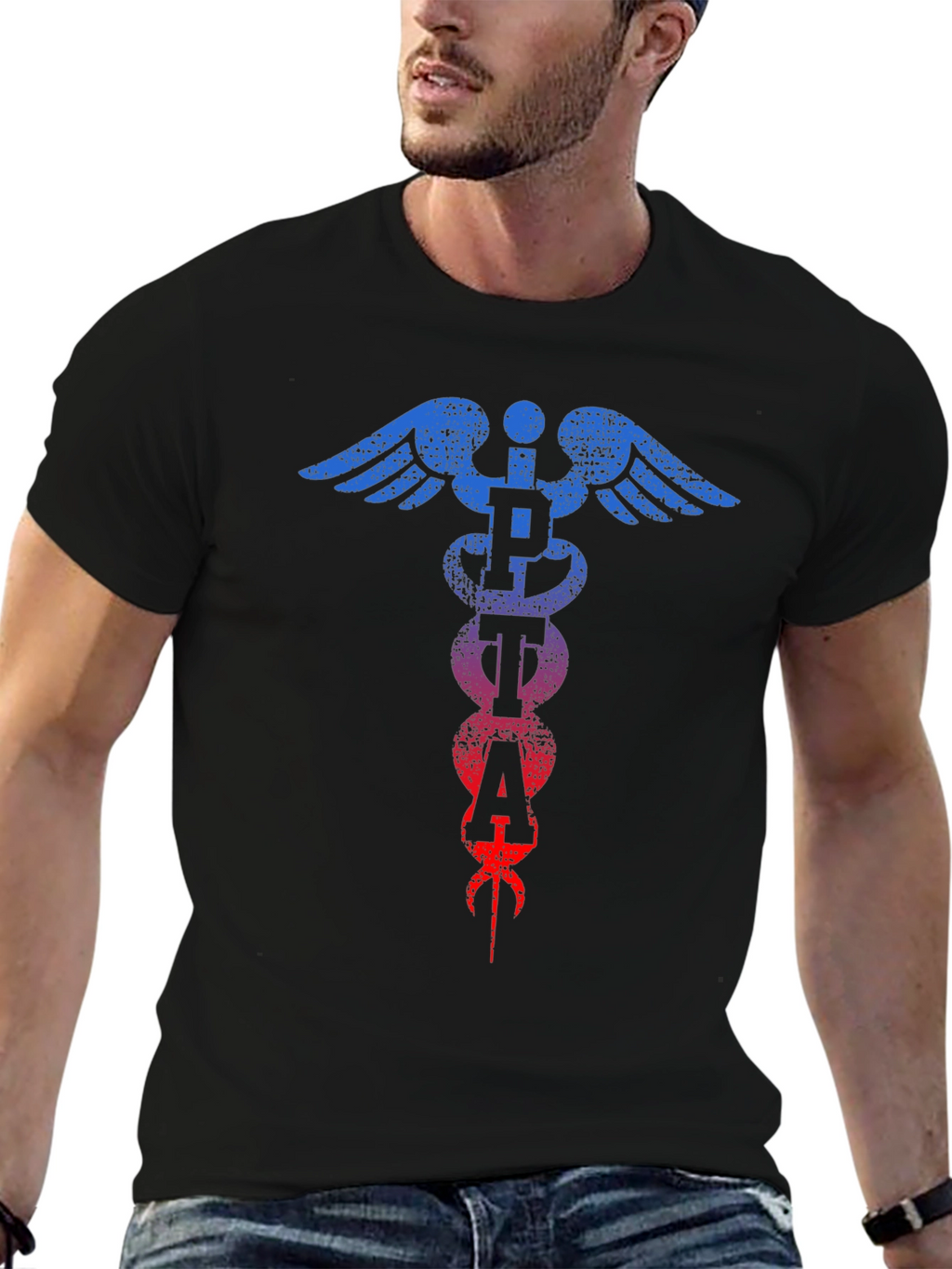 Distressed PETA Caduceus T-Shirt