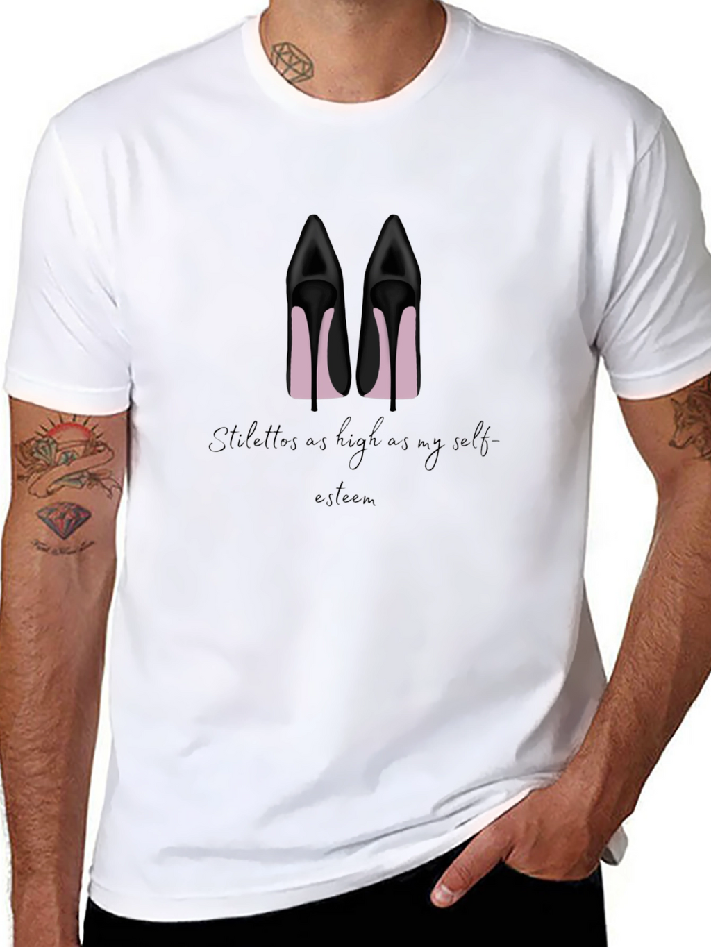 Stiletto High Heel Graphic Tee - Black