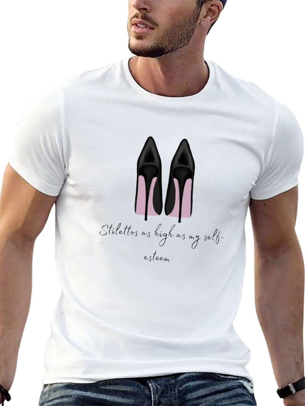 Stiletto High Heel Graphic Tee - Black