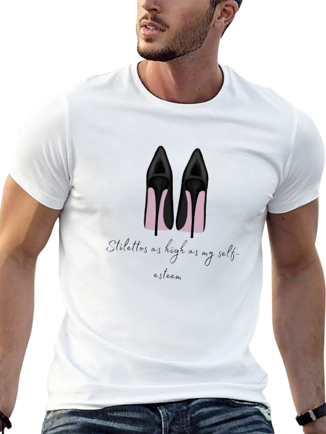 Stiletto High Heel Graphic Tee - Black