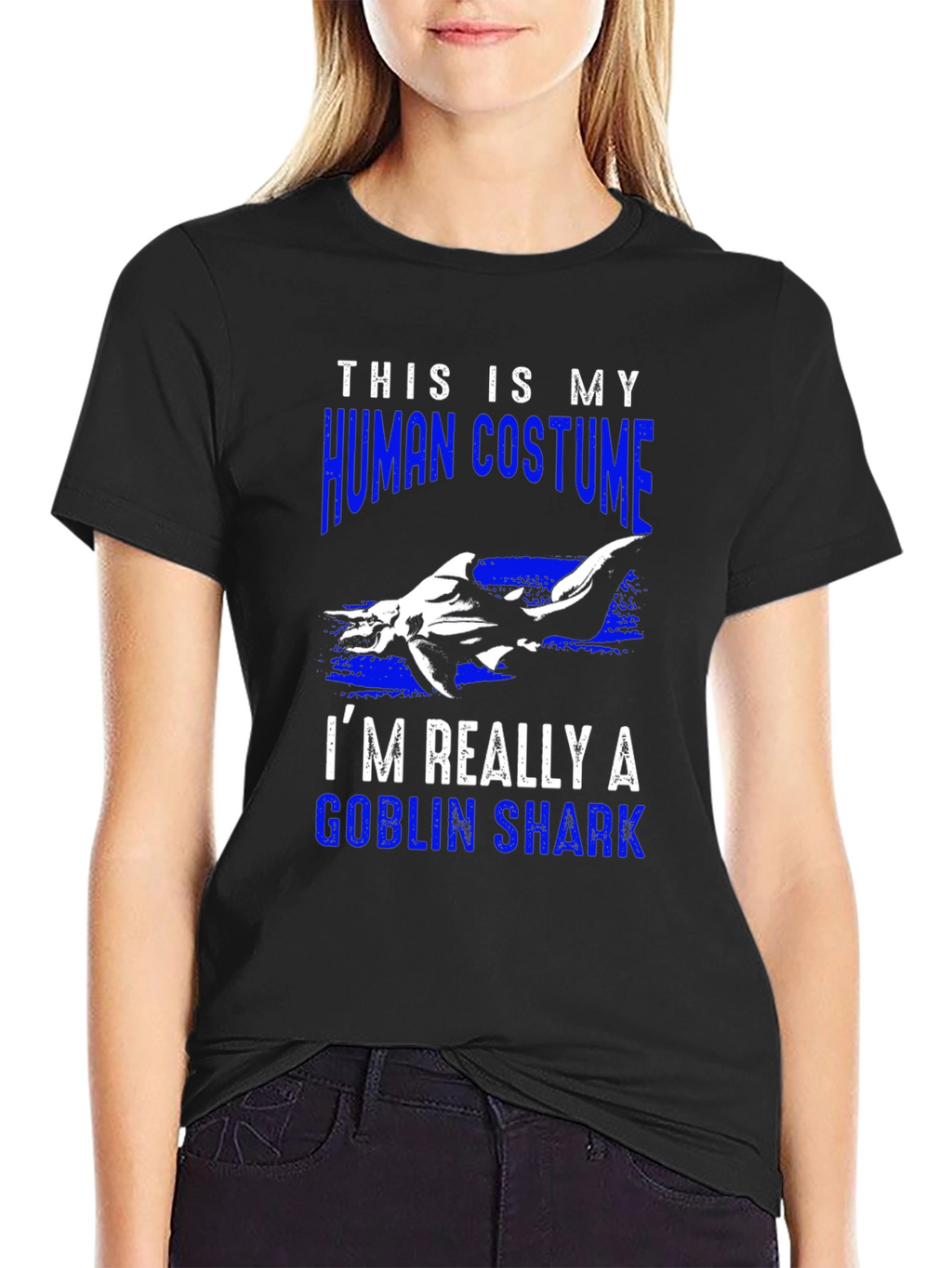 Human Costume Goblin Shark T-Shirt Funny Halloween