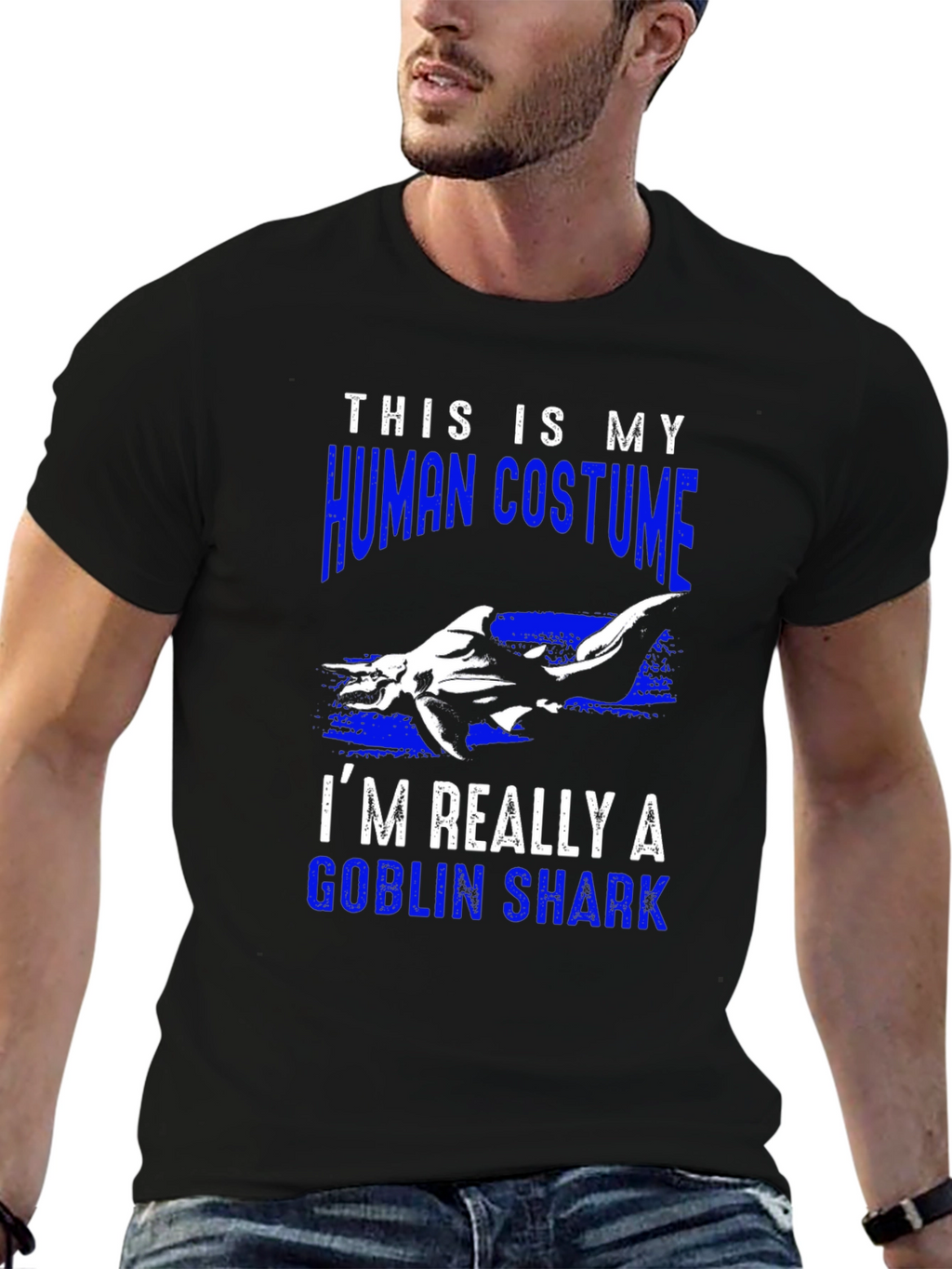 Human Costume Goblin Shark T-Shirt Funny Halloween