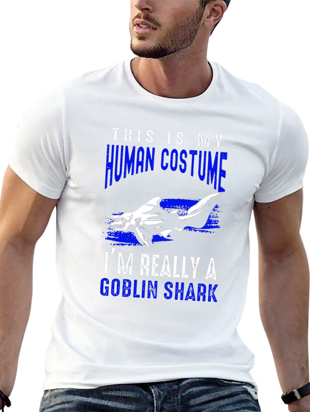 Human Costume Goblin Shark T-Shirt Funny Halloween