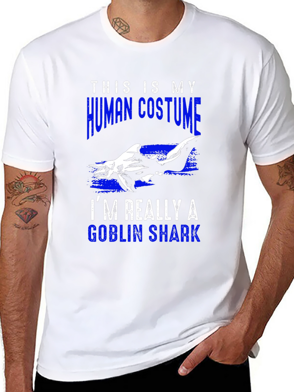 Human Costume Goblin Shark T-Shirt Funny Halloween