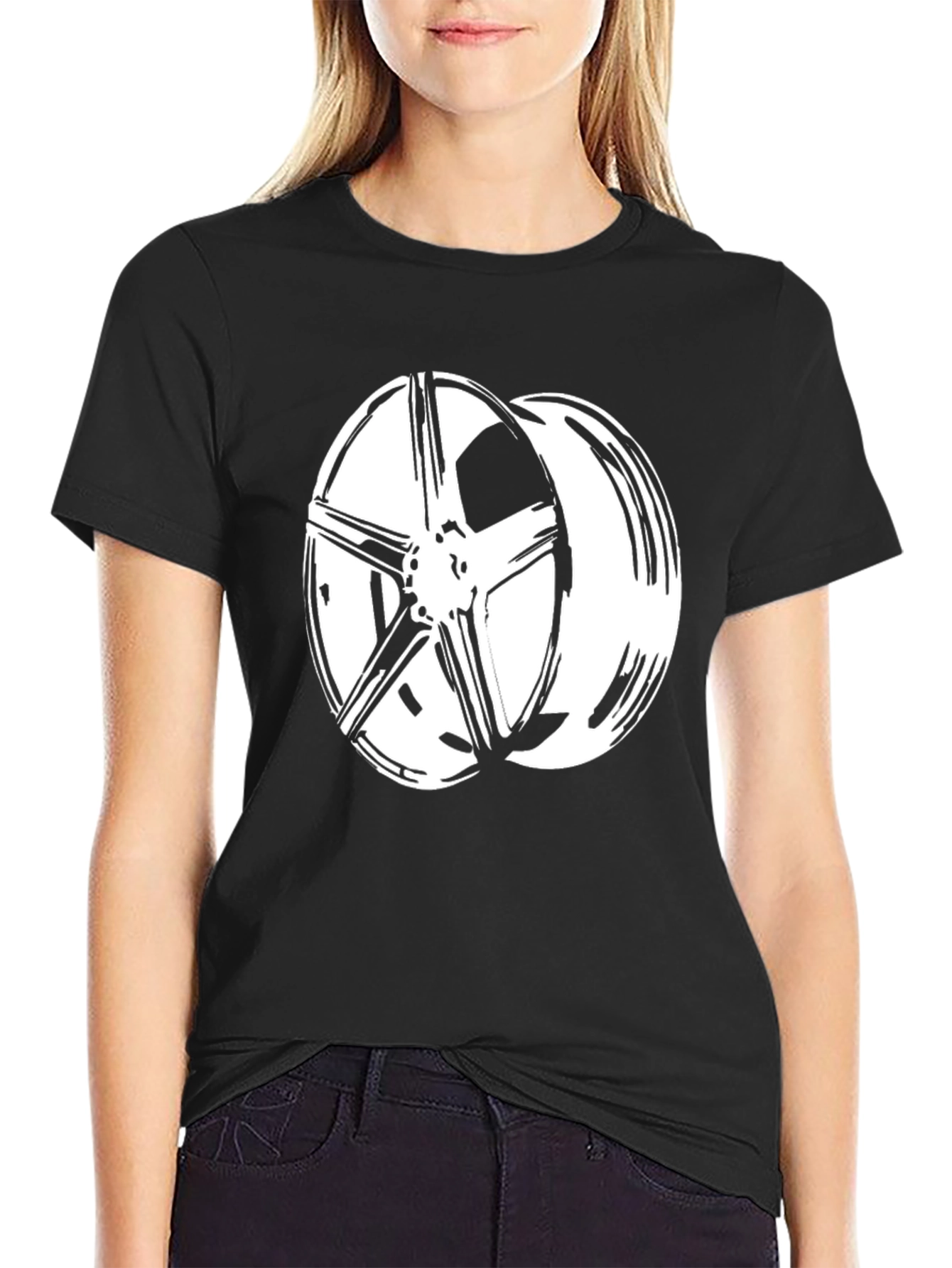 Black Wheel Design T-Shirt