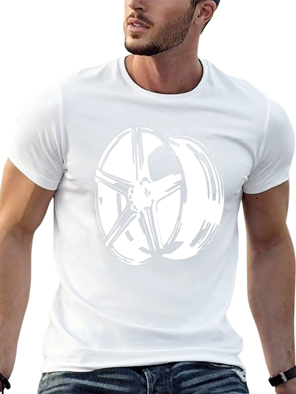 Black Wheel Design T-Shirt