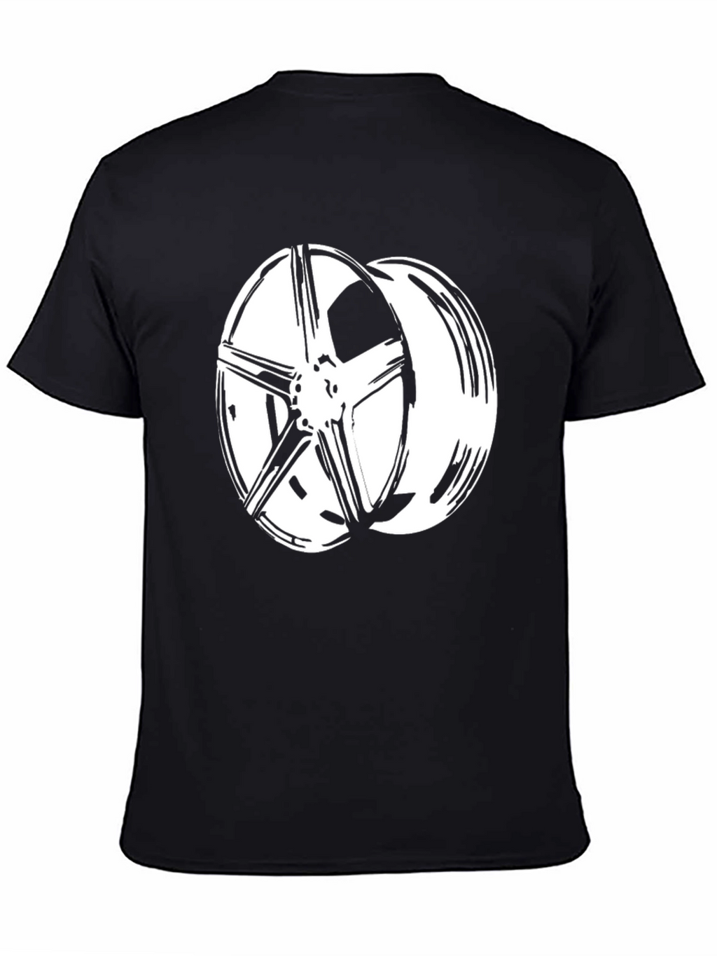 Black Wheel Design T-Shirt