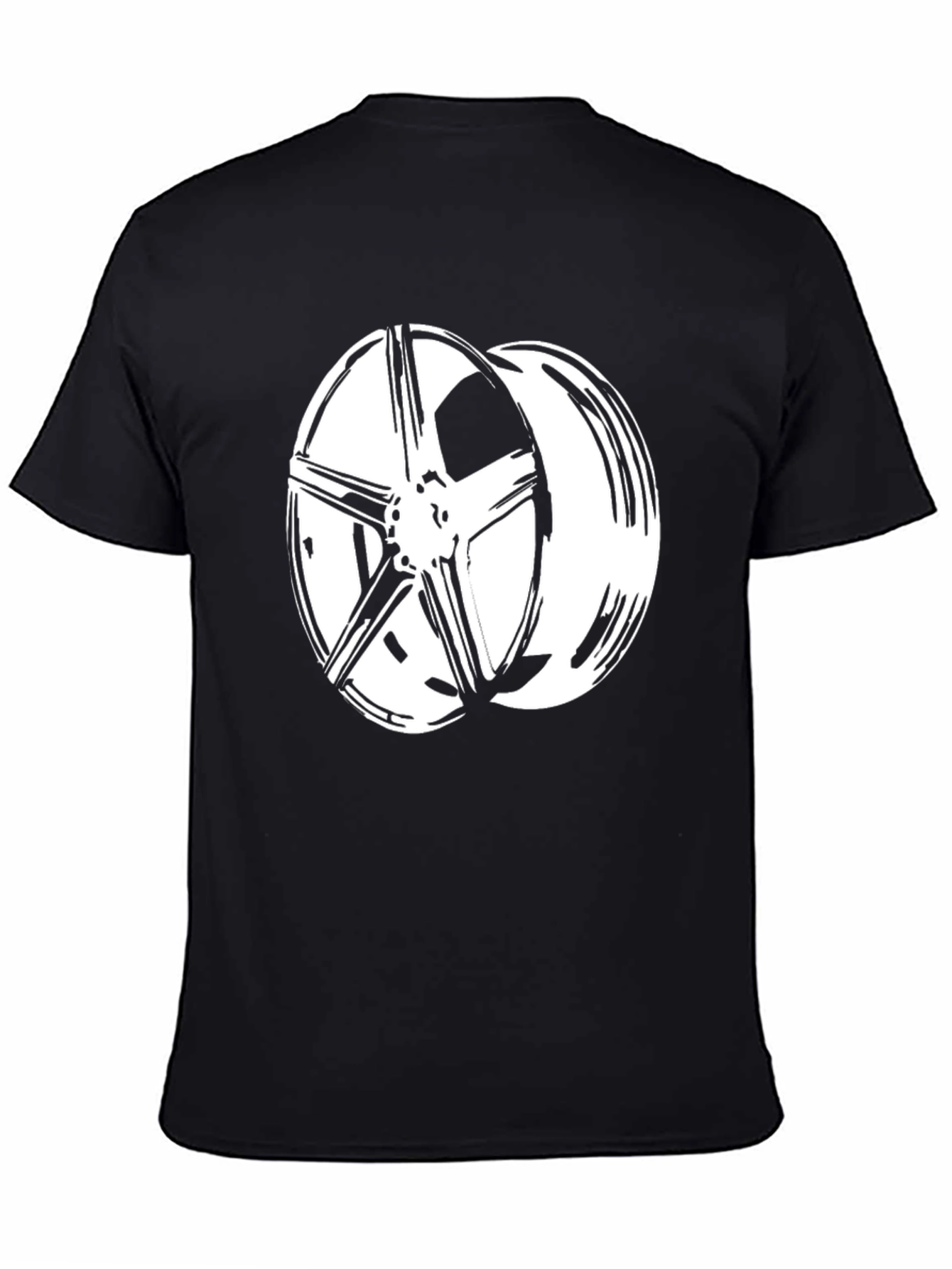 Black Wheel Design T-Shirt