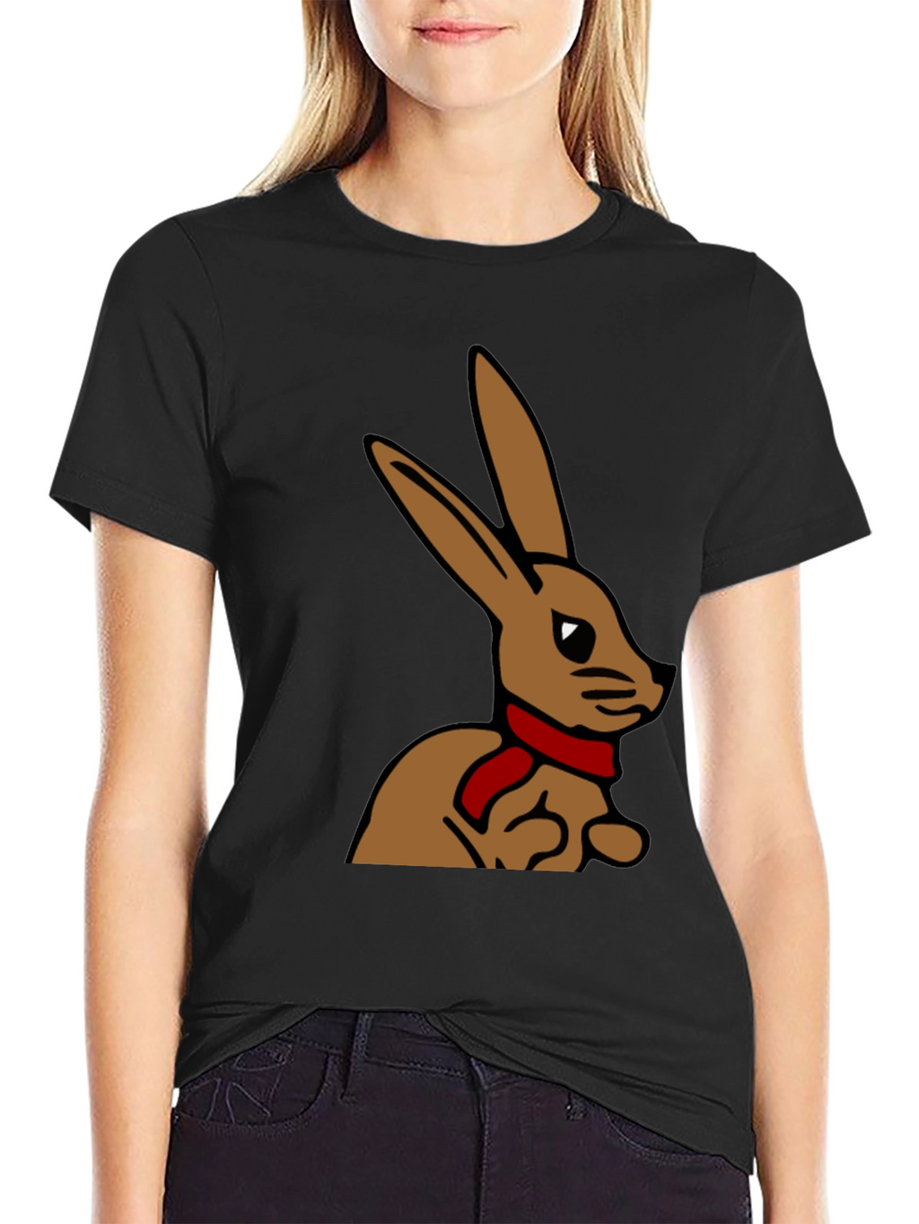 Rabbit T-Shirt - Cartoon Bunny with Scarf