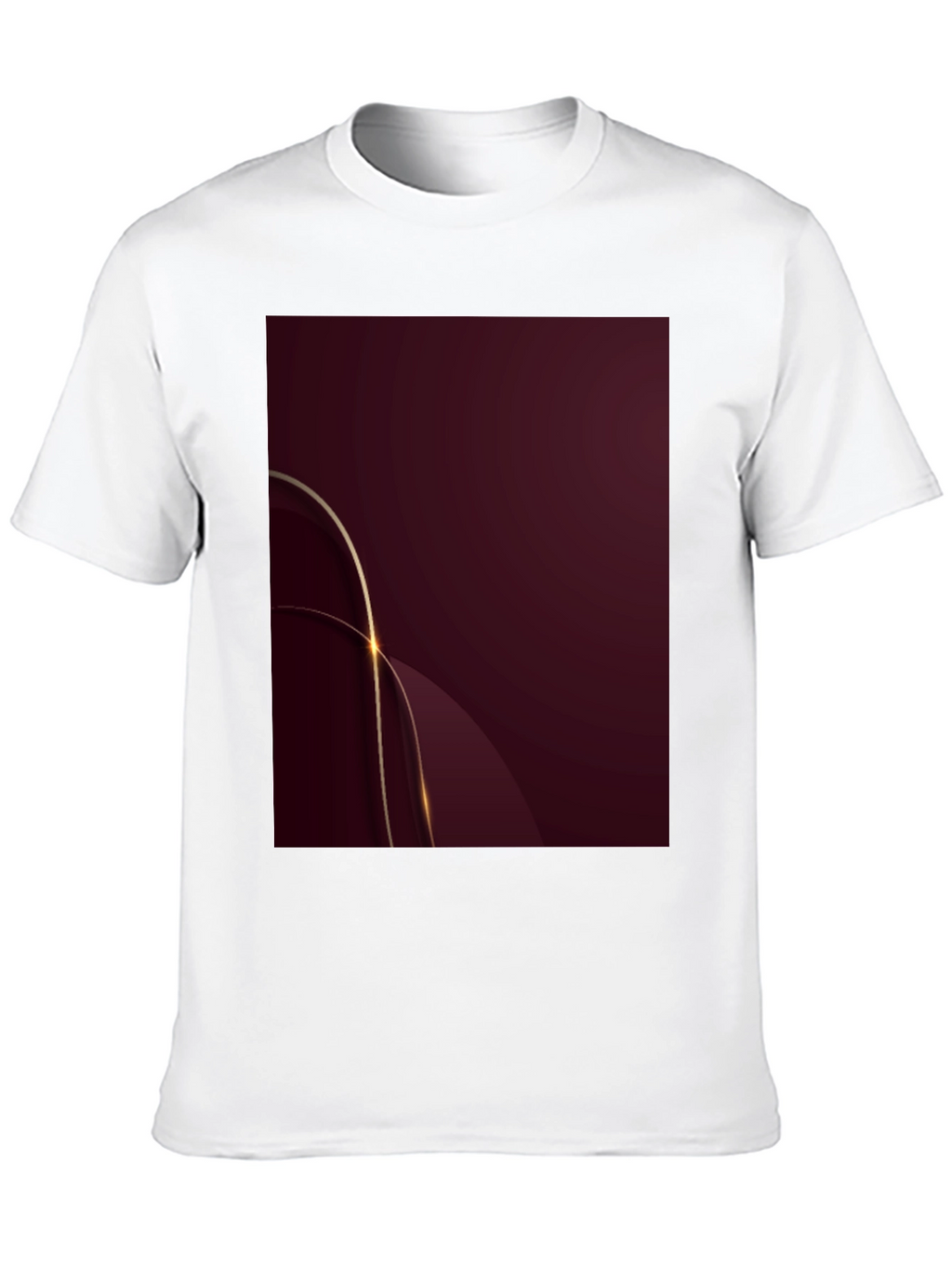 Stylish Black Tee with Abstract Burgundy & Gold Design