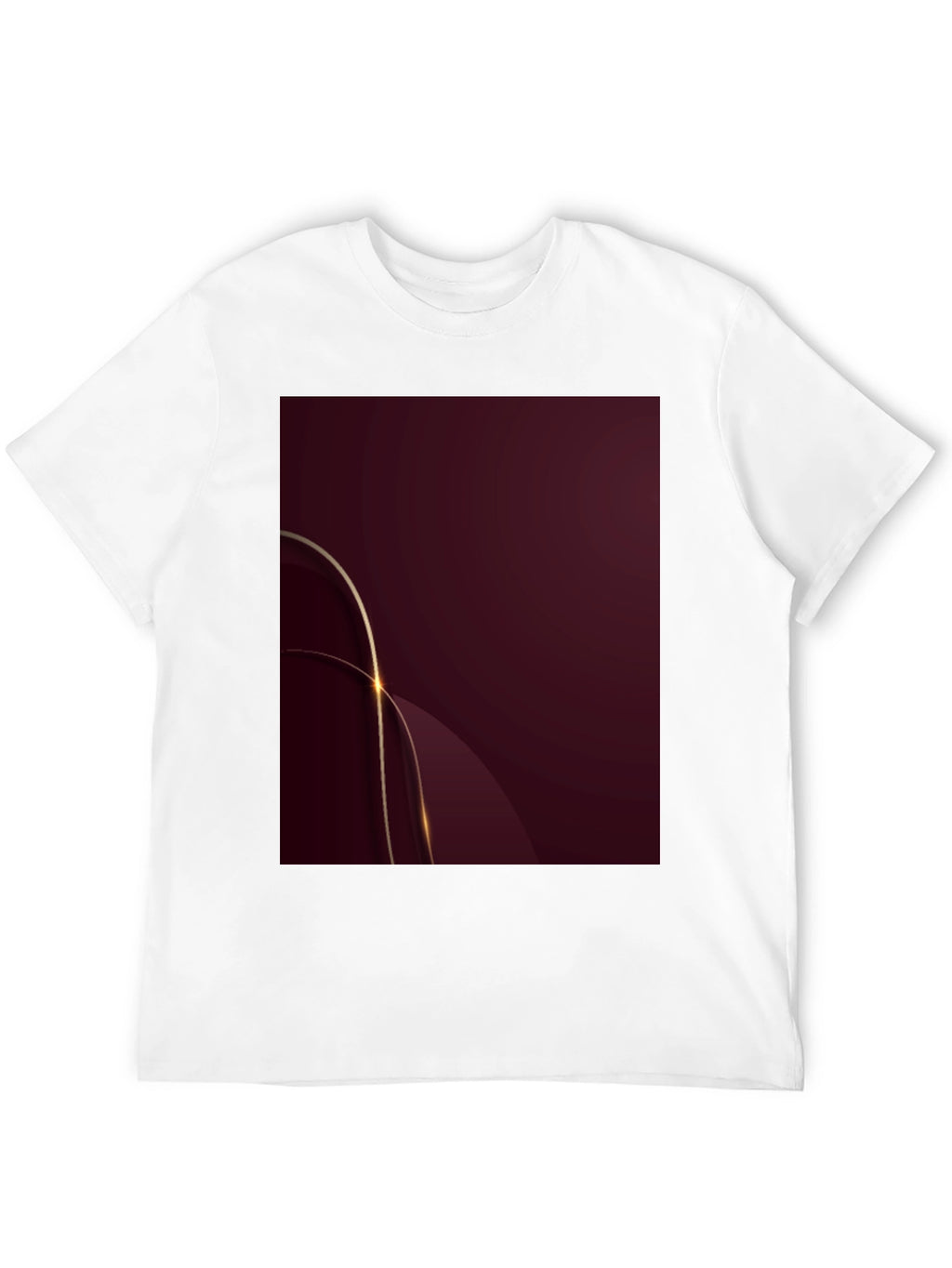 Stylish Black Tee with Abstract Burgundy & Gold Design