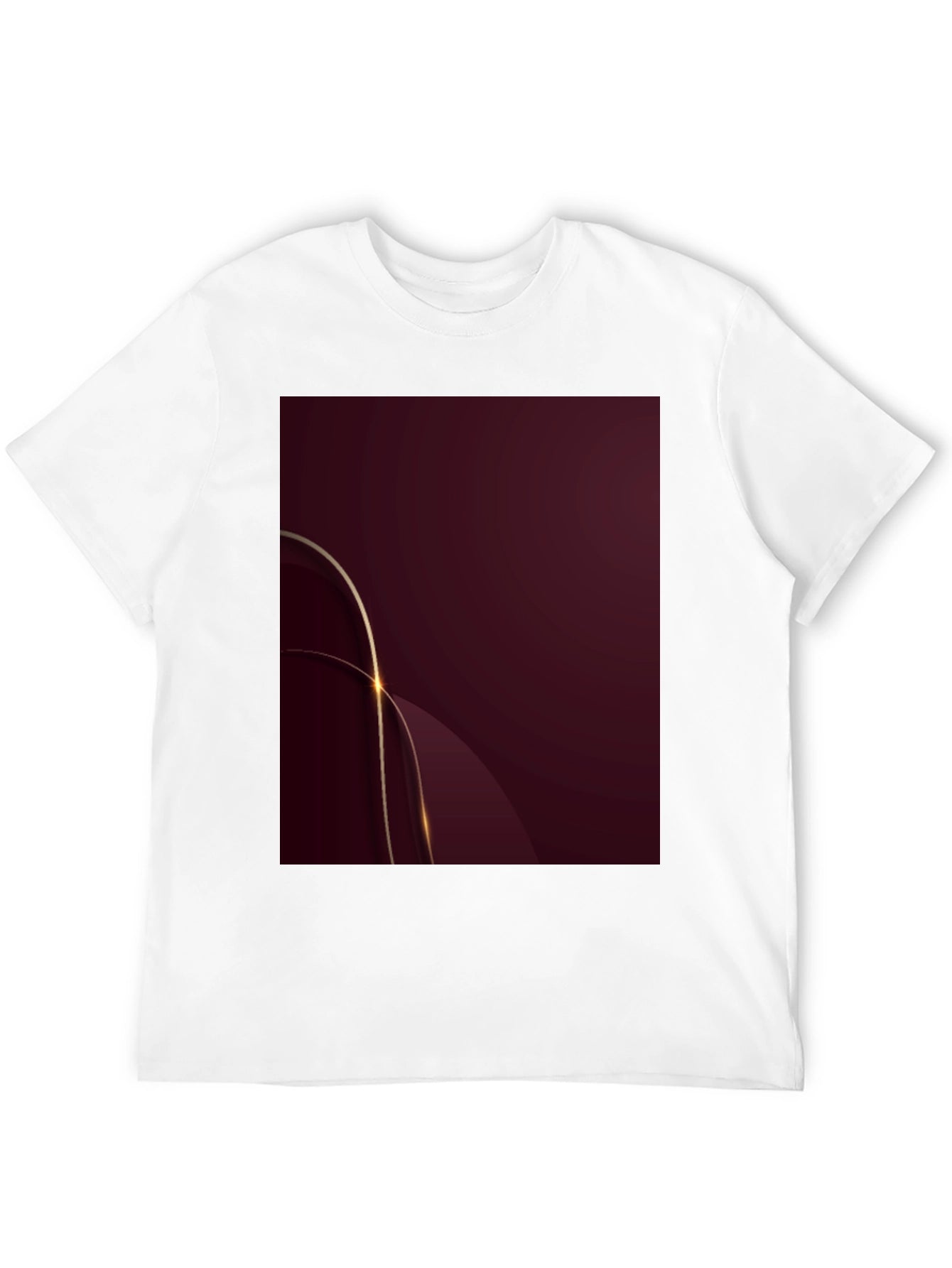 Stylish Black Tee with Abstract Burgundy & Gold Design