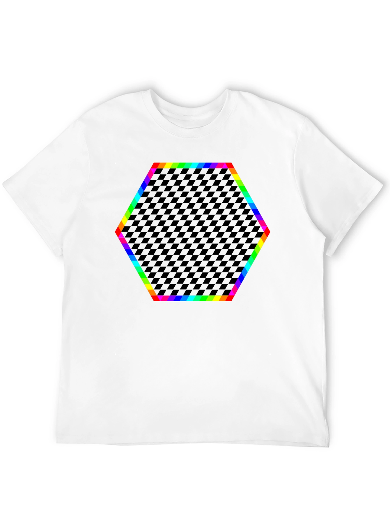 Rainbow Hexagon Geometric Print T-Shirt