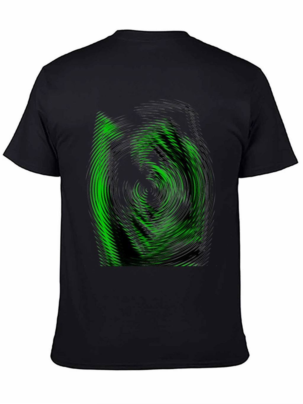 Green Vortex Graphic Black T-Shirt