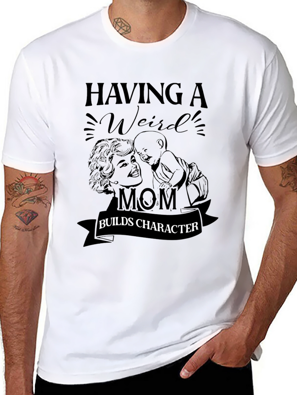 Weird Mom Builds Character Black T-Shirt
