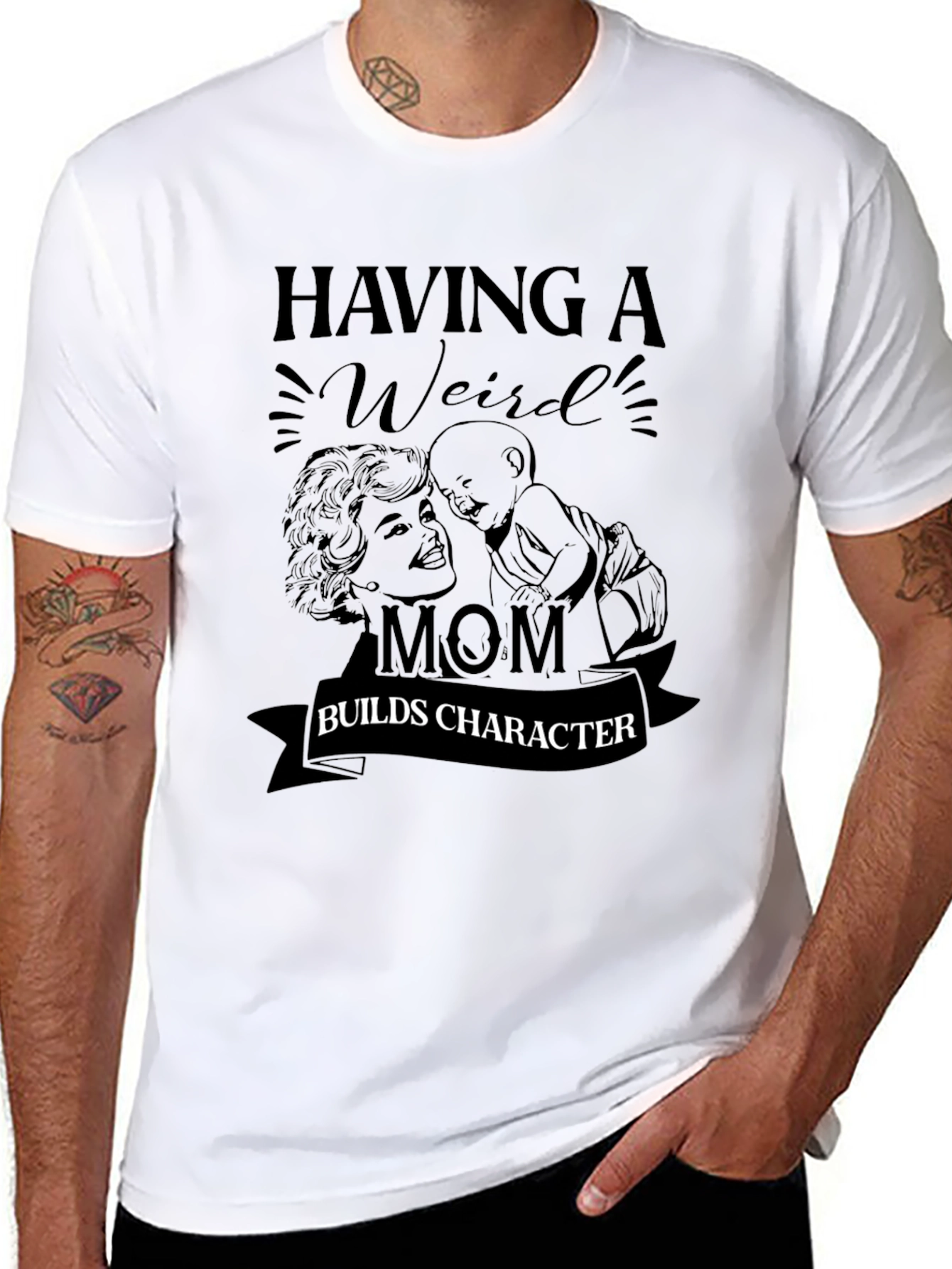 Weird Mom Builds Character Black T-Shirt