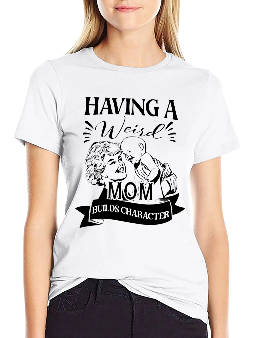 Weird Mom Builds Character Black T-Shirt